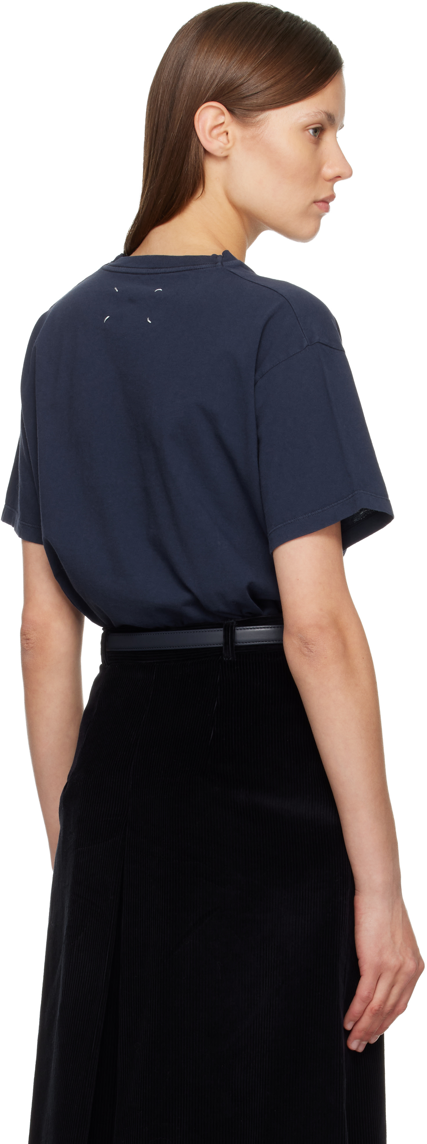 Maison Margiela: Navy Cotton Jersey T-shirt | SSENSE