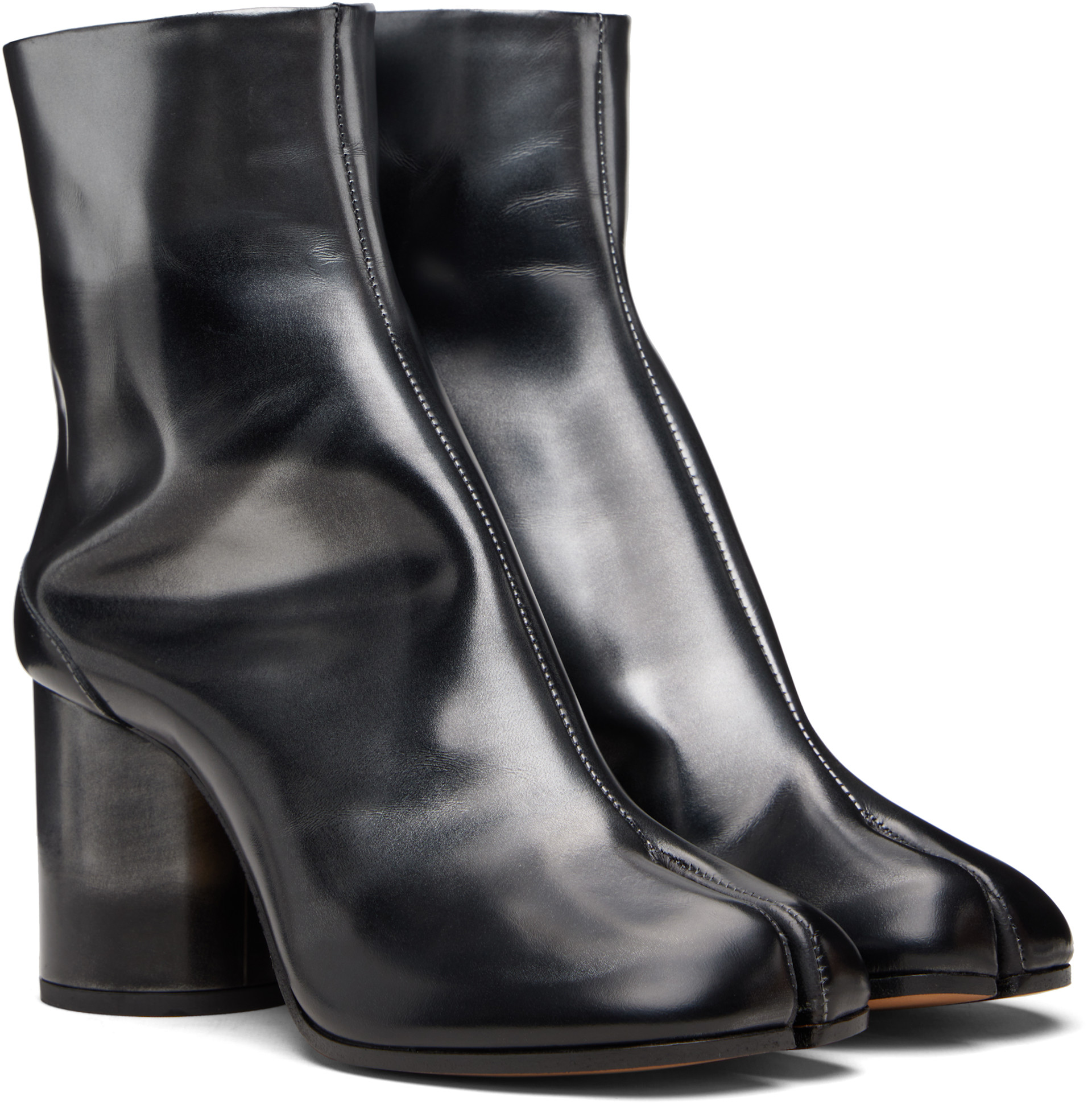 Maison Margiela tabiアンクルブーツ　38 Maison Margiela: ブラック＆シルバー Tabi アンクルブーツ | SSENSE 日本