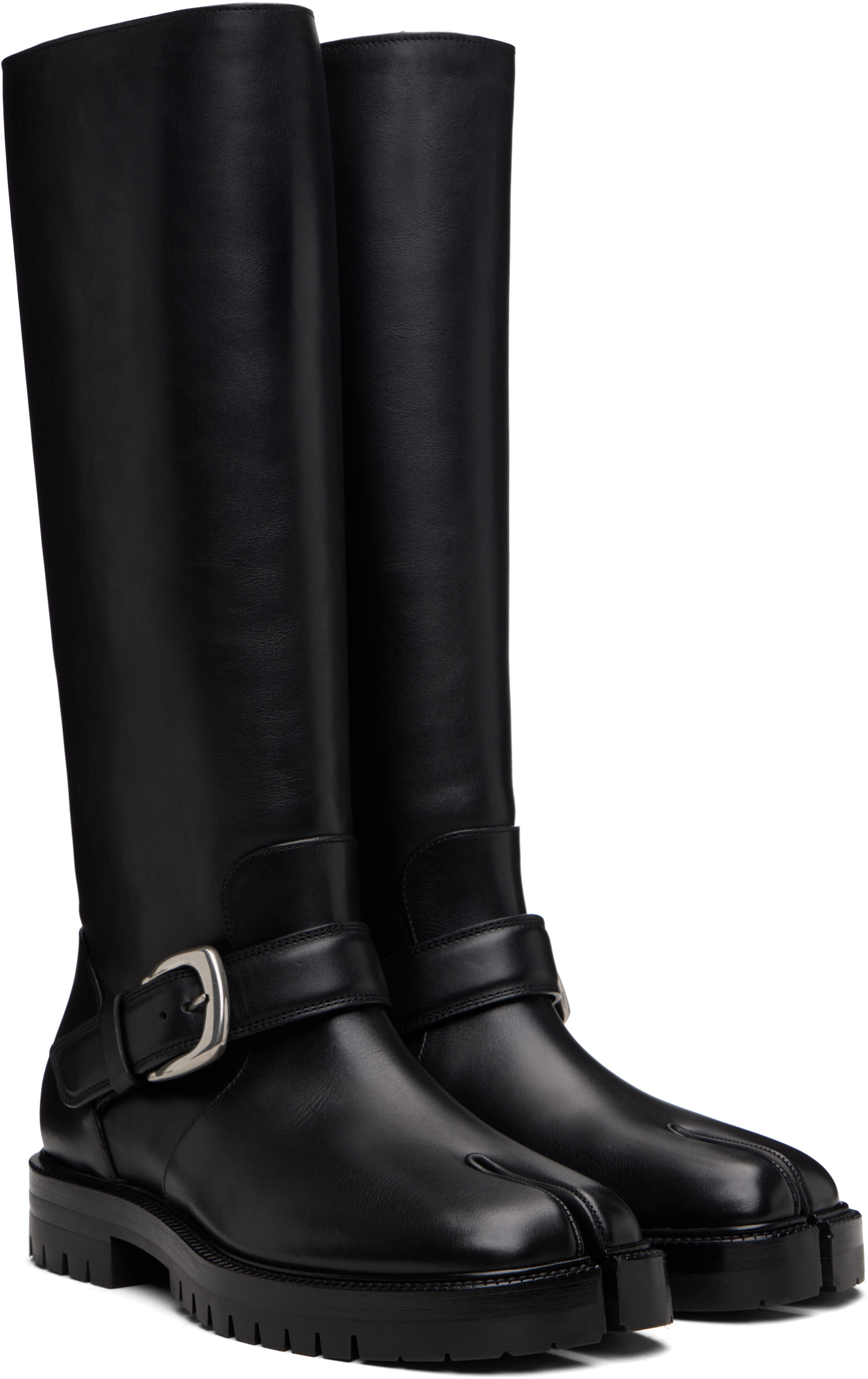 Maison Margiela: ブラック Tabi Country ロングブーツ | SSENSE 日本