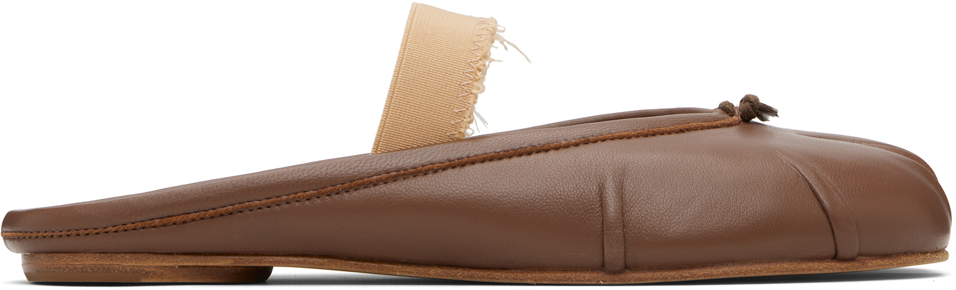 Maison Margiela: Beige Tabi Elastic Band Mule Flats | SSENSE Australia