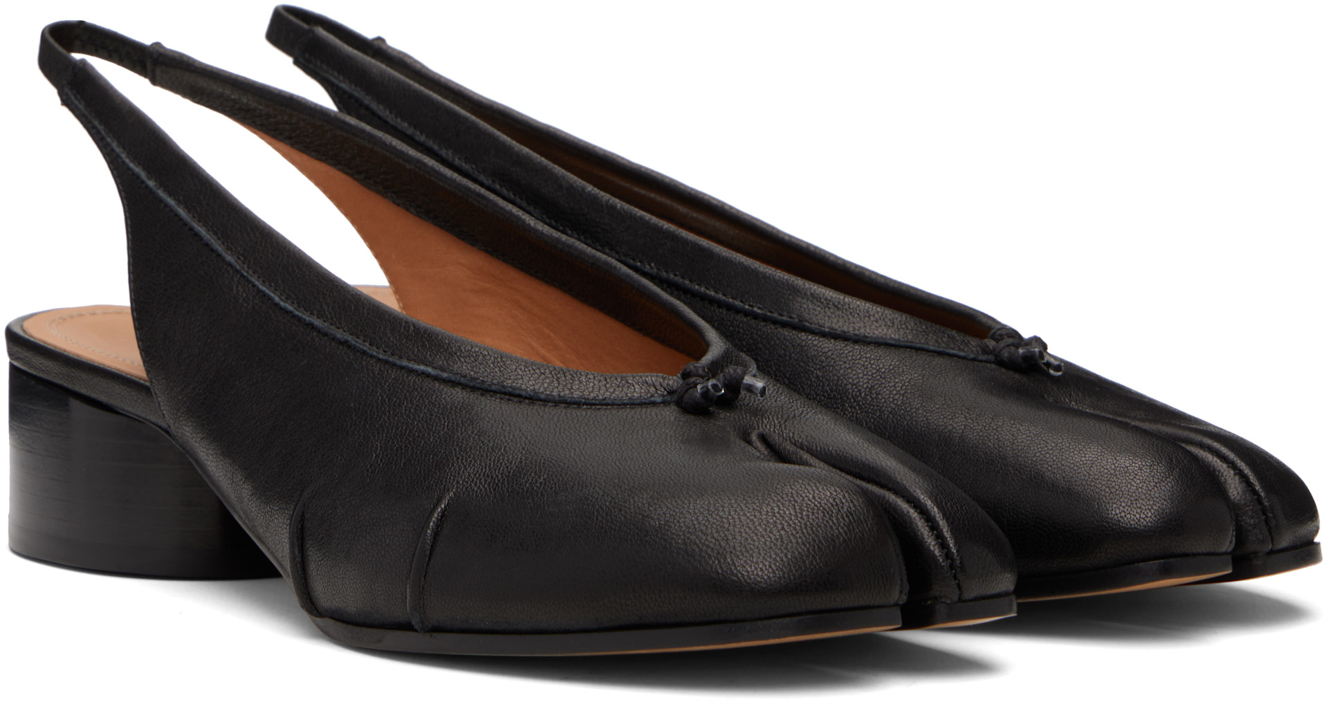 Maison Margiela: Black Tabi New Ballerina Slingback Heels | SSENSE