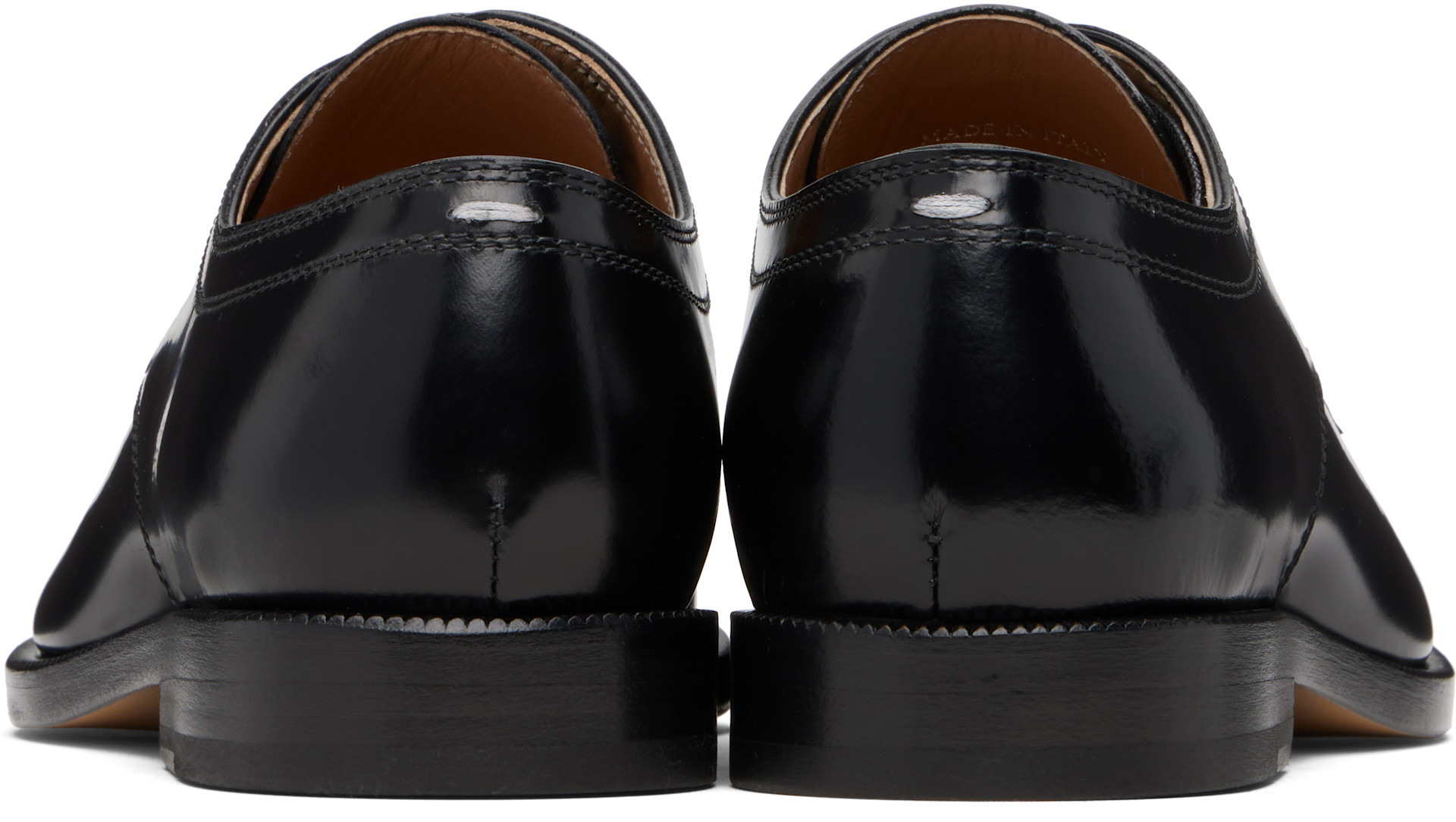 Maison Margiela: Black Tabi Leather Derbys | SSENSE