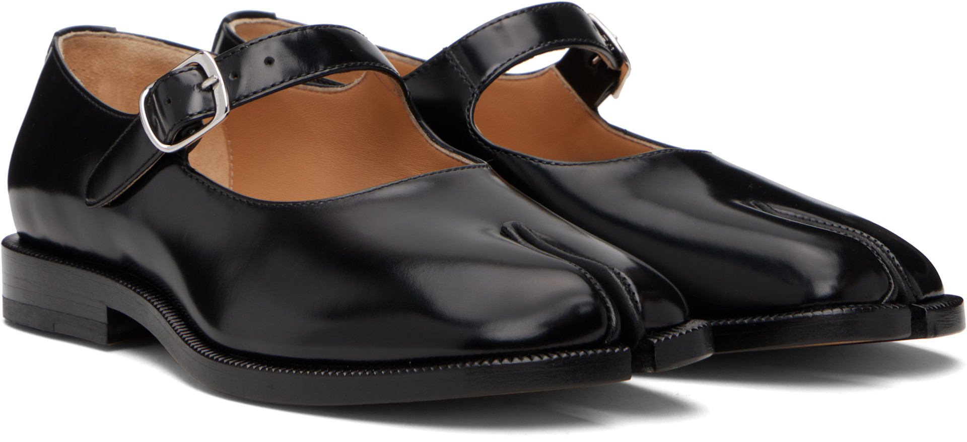 Maison Margiela: Black Tabi Mary Jane Loafers | SSENSE