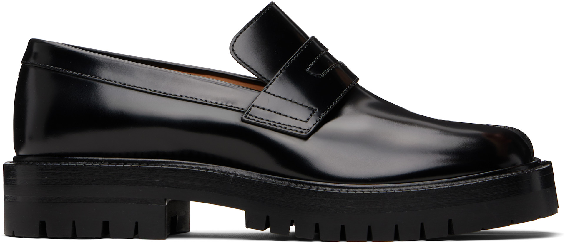 Maison Margiela ブラック タビローファー 38 Maison Margiela: ブラック Tabi ローファー | SSENSE 日本