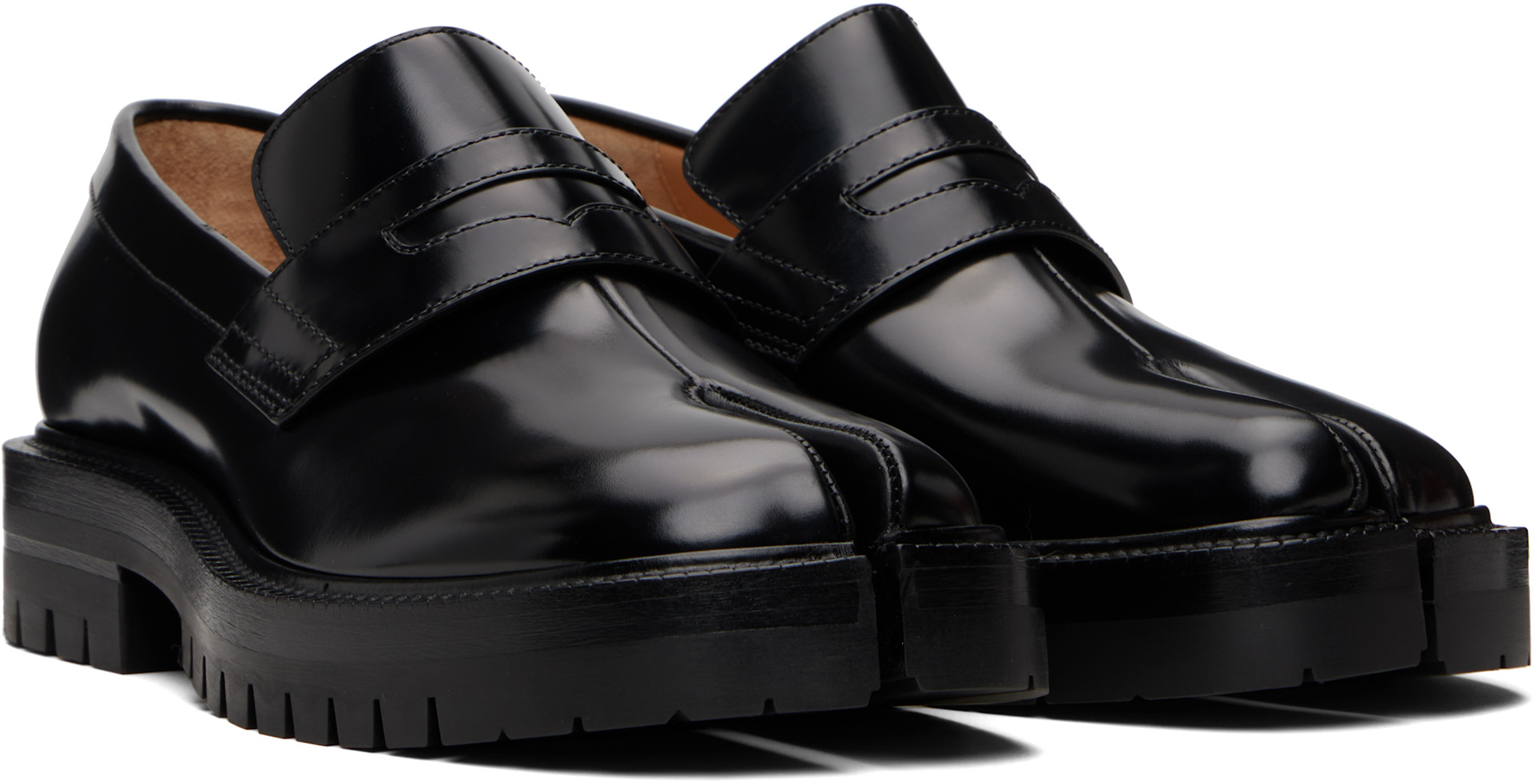 Maison Margiela: Black Tabi Loafers | SSENSE
