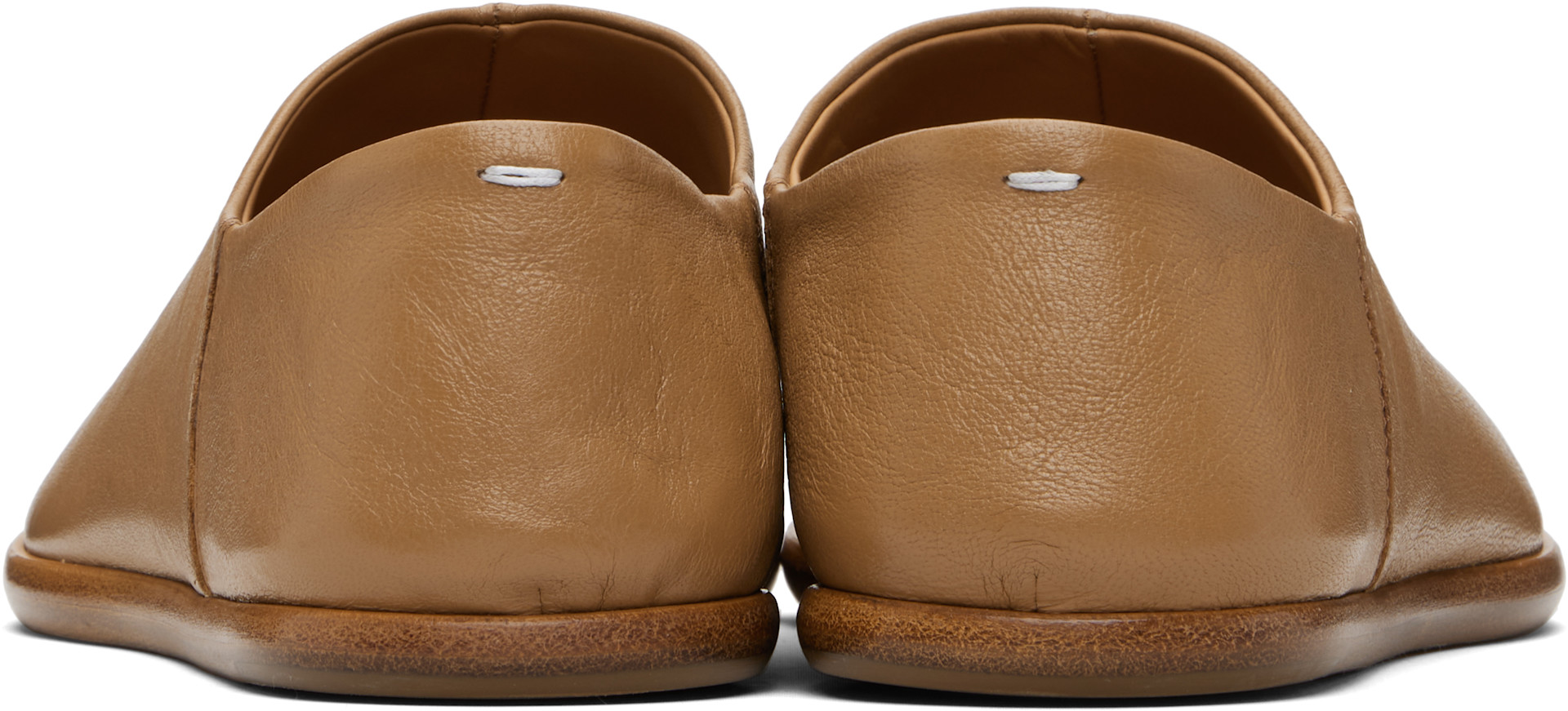 Maison Margiela: Tan Tabi Babouches Loafers | SSENSE