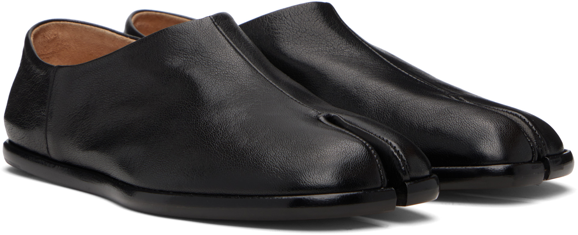 Maison Margiela: Black Tabi Babouches Loafers | SSENSE
