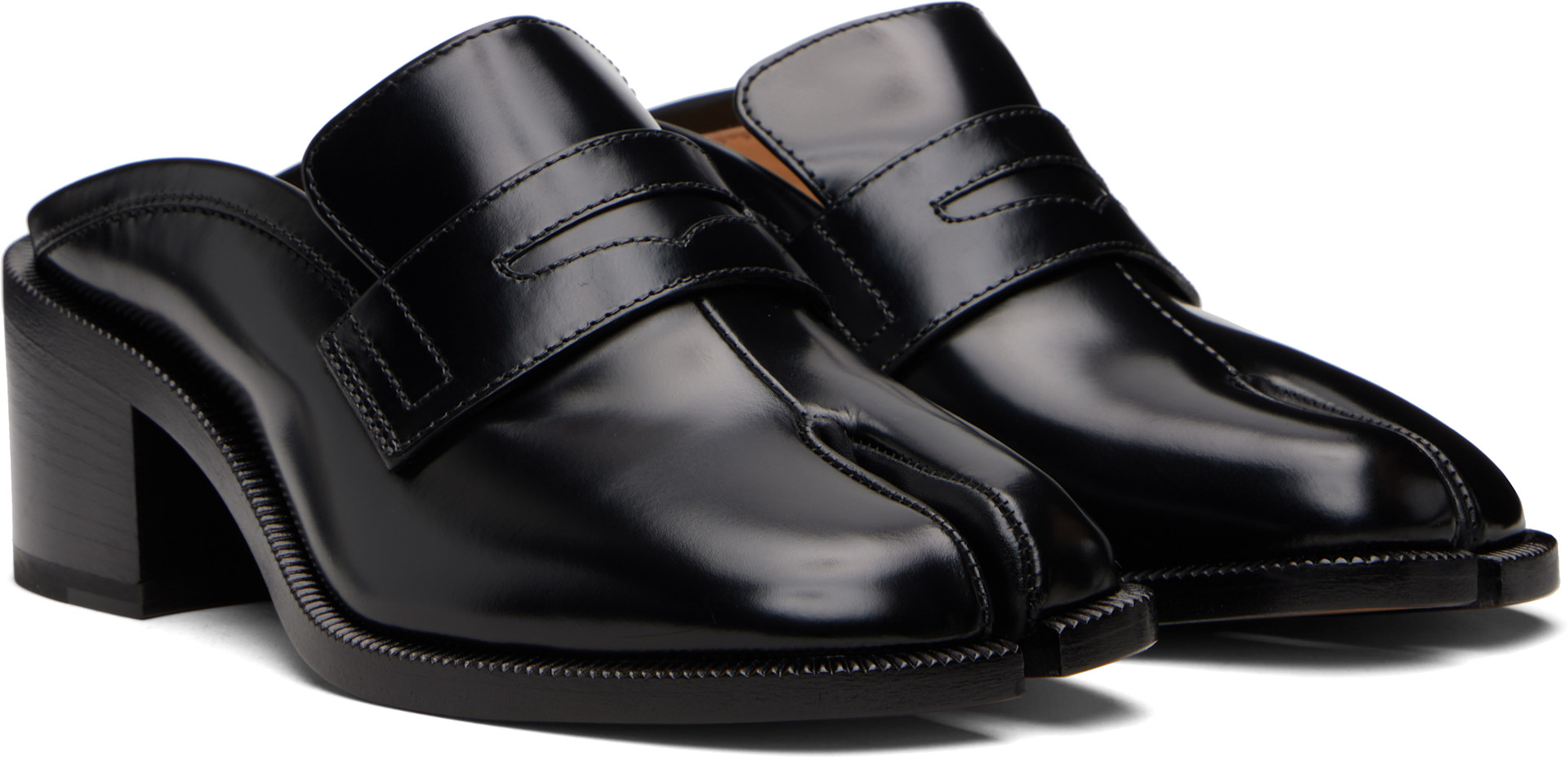 Maison Margiela: Black Tabi City Loafer Mules | SSENSE