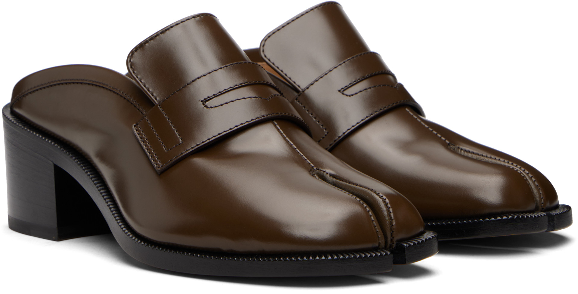 Maison Margiela: Brown Tabi City Loafer Mules | SSENSE