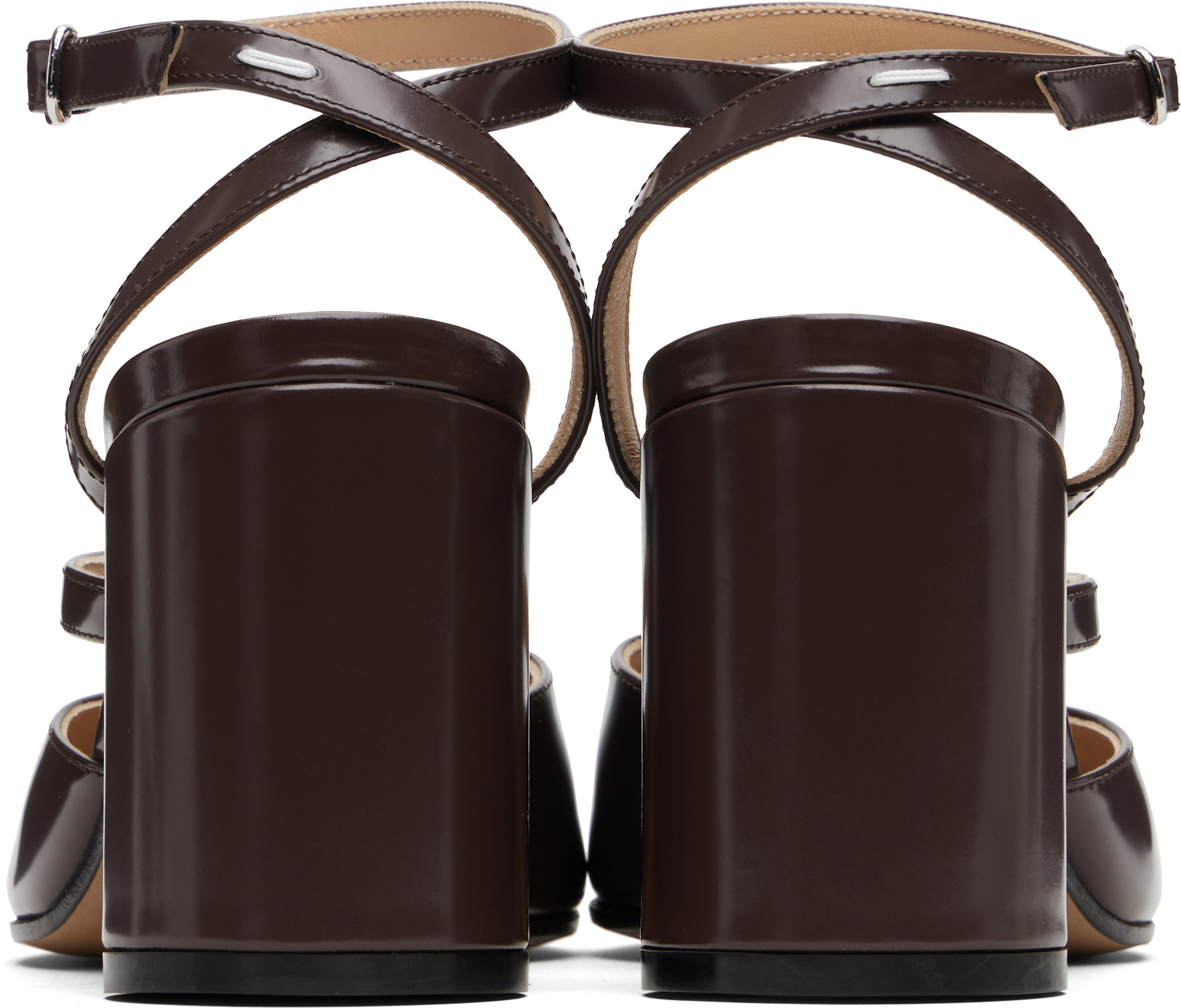 Maison Margiela: Brown Tabi Pump Heeled Sandals | SSENSE