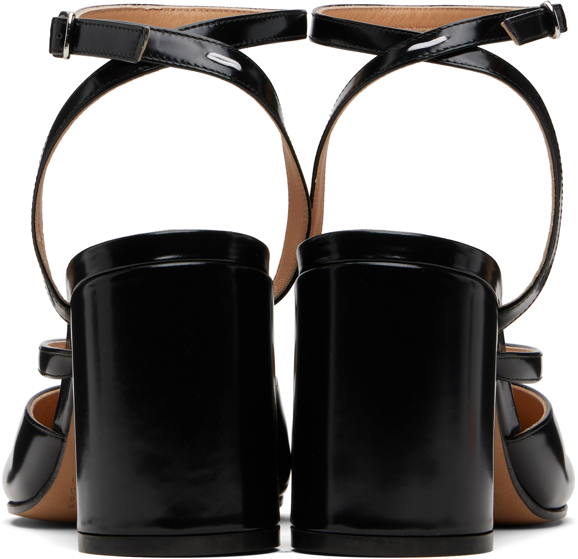 Maison Margiela: Black Tabi Pump Heeled Sandals | SSENSE