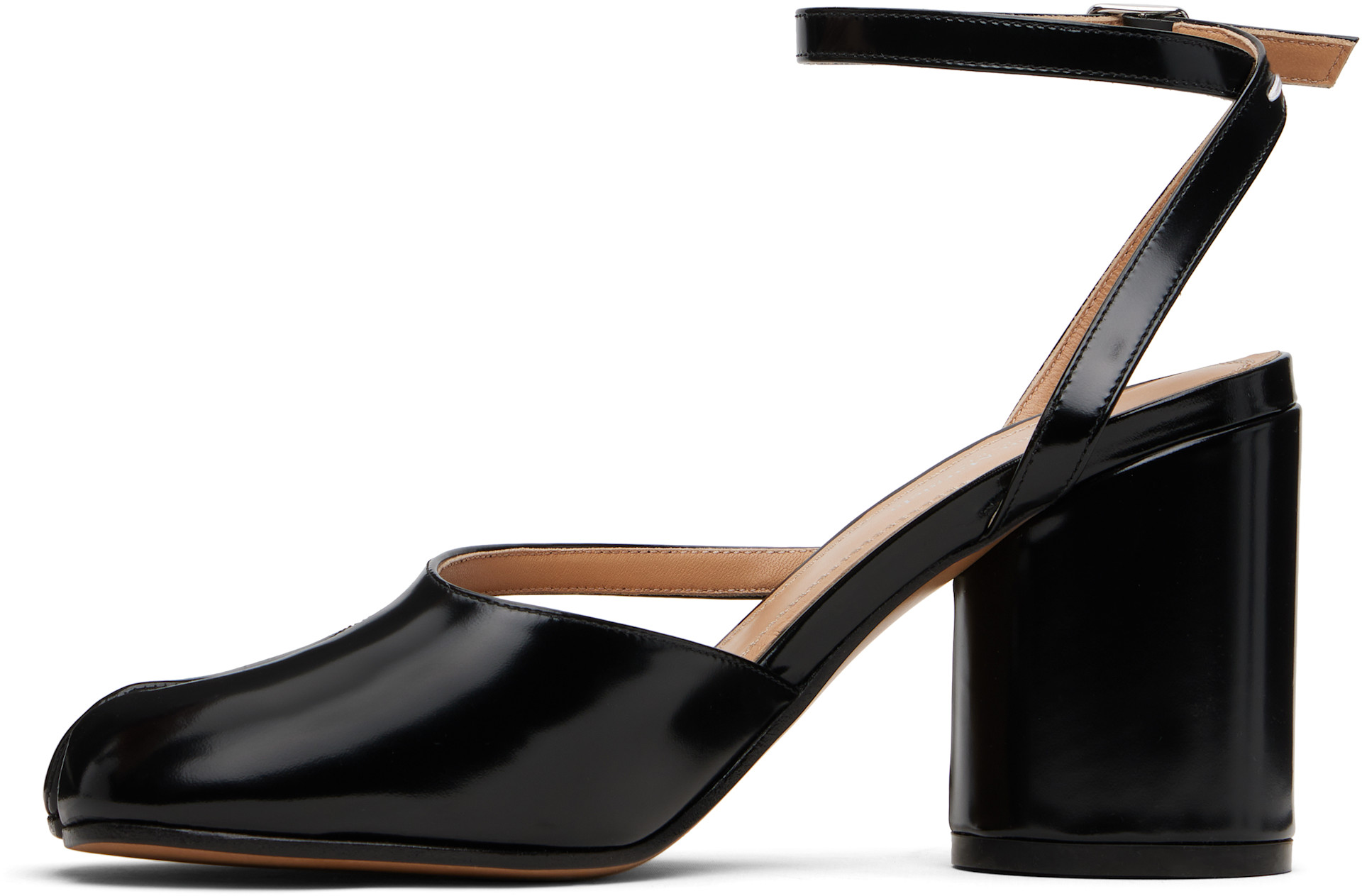 マルジェラ　maison margiela tabi pumps 37 Maison Margiela: Black Tabi Pump Heeled Sandals | SSENSE