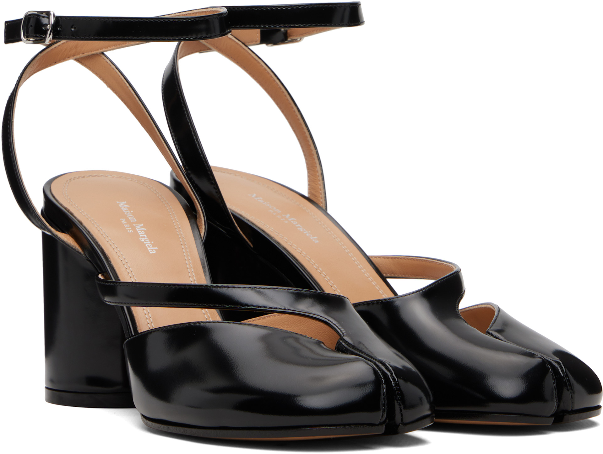 限定価格　maison margiela　tabi ヒール付き　36 Maison Margiela: Black Tabi Pump Heeled Sandals | SSENSE