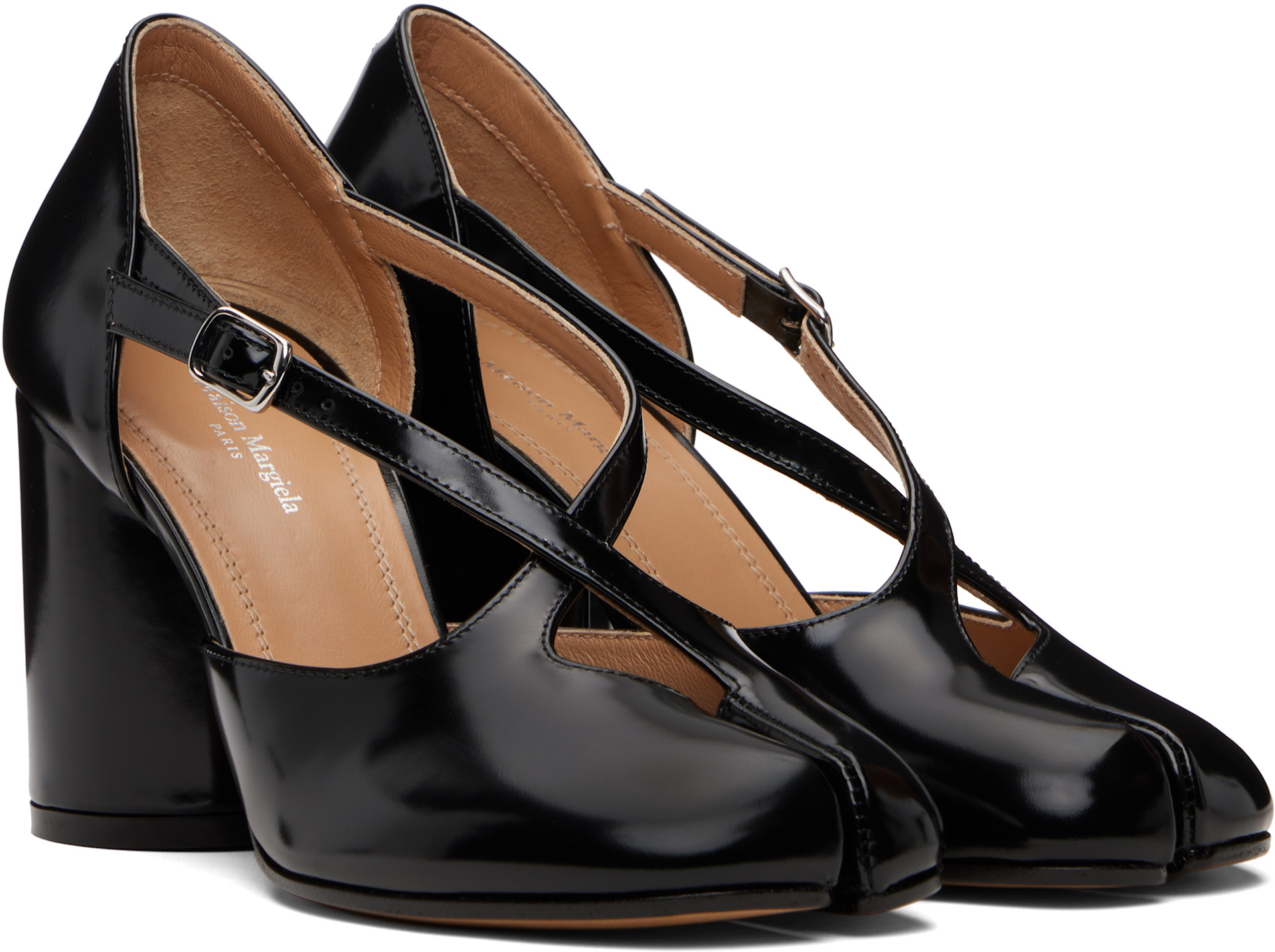 Maison Margiela: Black Tabi Pump Heeled Sandals | SSENSE