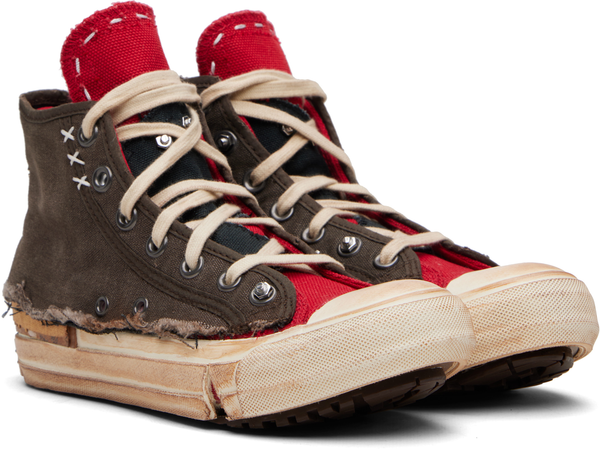 Maison Margiela: Red & Brown Loved To Death Sneakers | SSENSE
