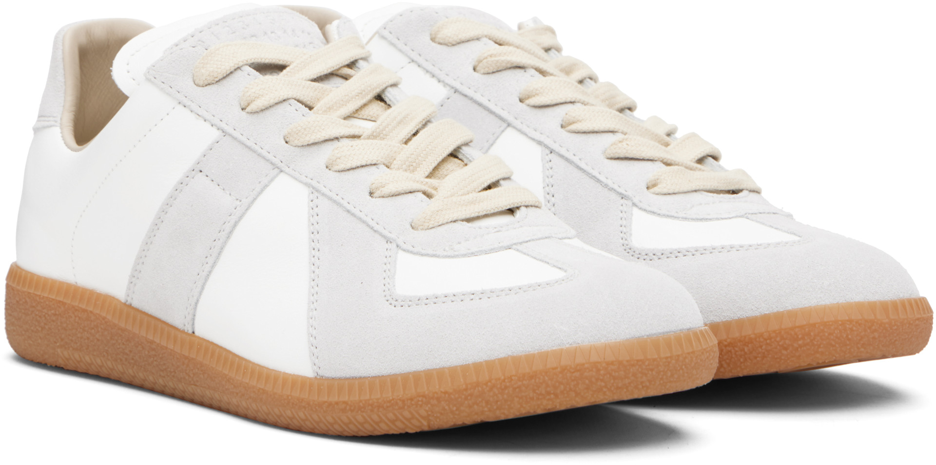 Maison Margiela: Gray & White Replica Sneakers | SSENSE