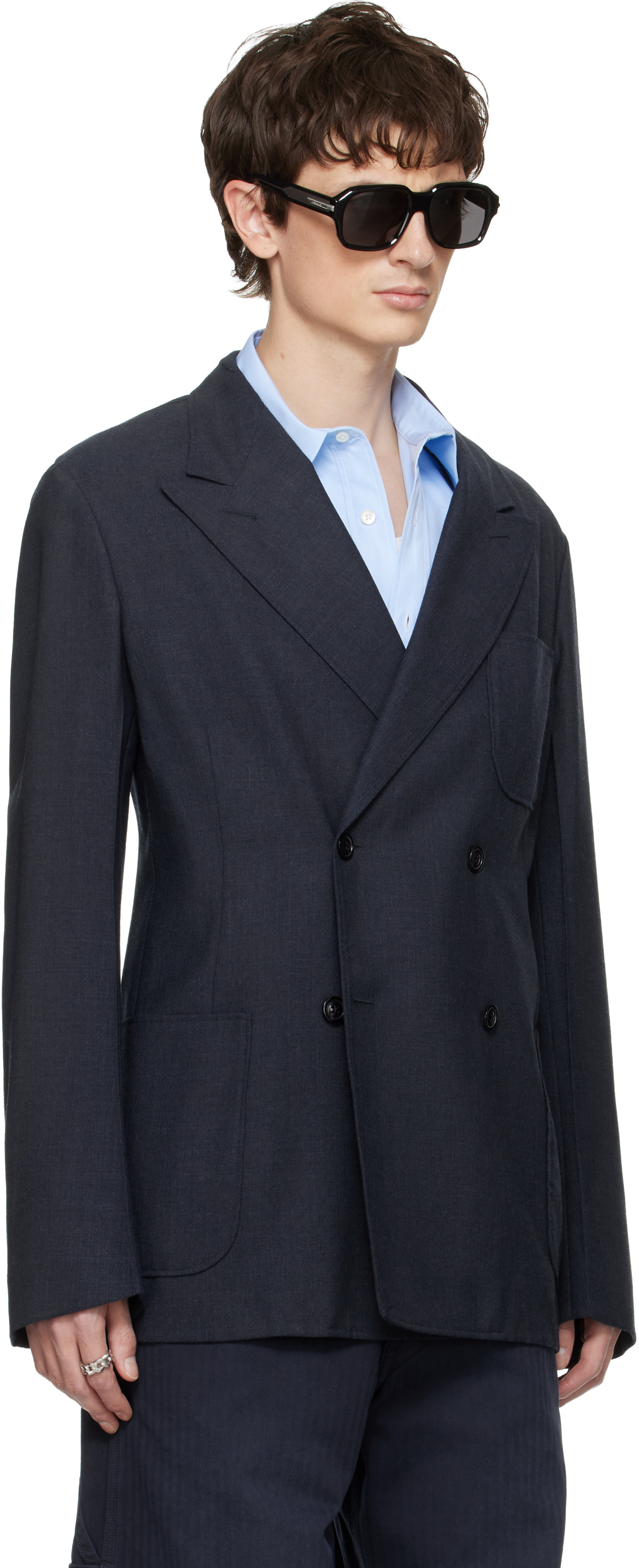 Maison Margiela: Navy Wool Blazer | SSENSE