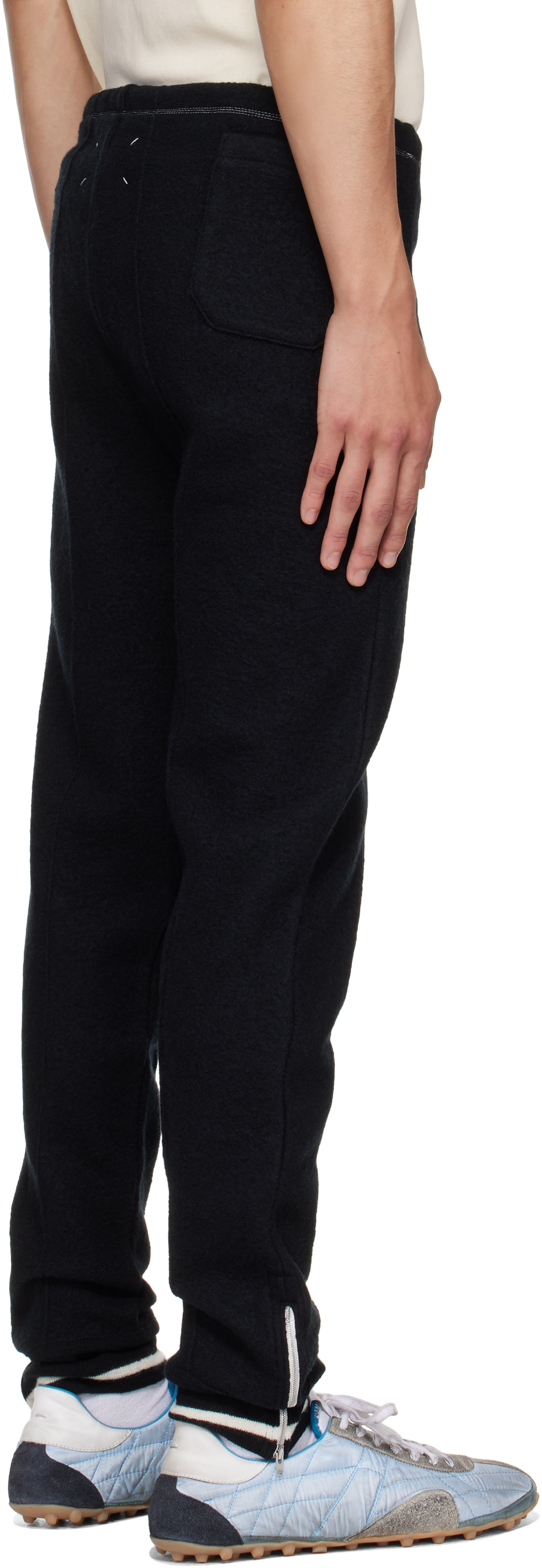 Maison Margiela: Black Wool Track Pants | SSENSE