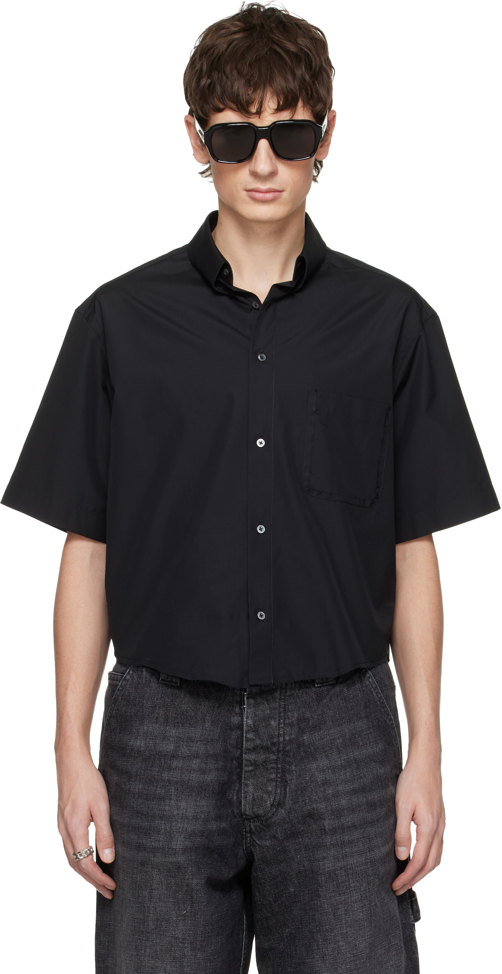 Maison Martin Margiela半袖シャツ ブラック Maison Margiela: ブラック 半袖シャツ | SSENSE 日本