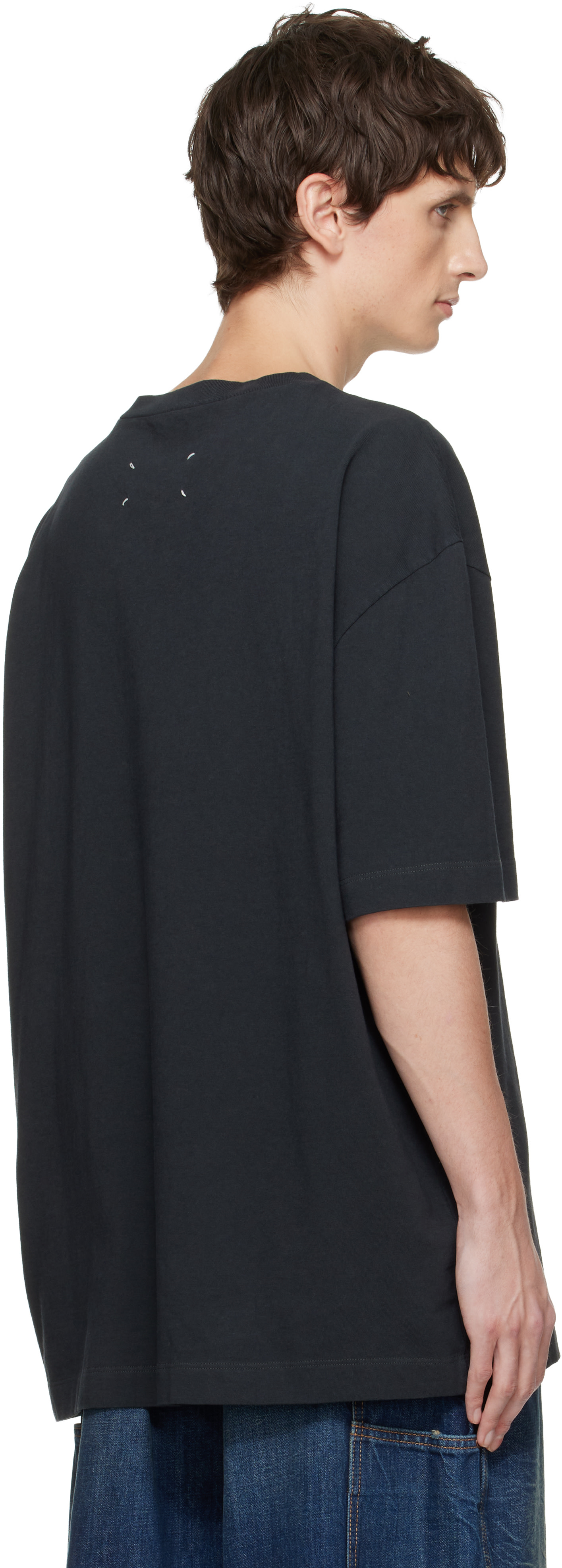 Maison Margiela: グレー ロゴ刺繍 Tシャツ | SSENSE 日本