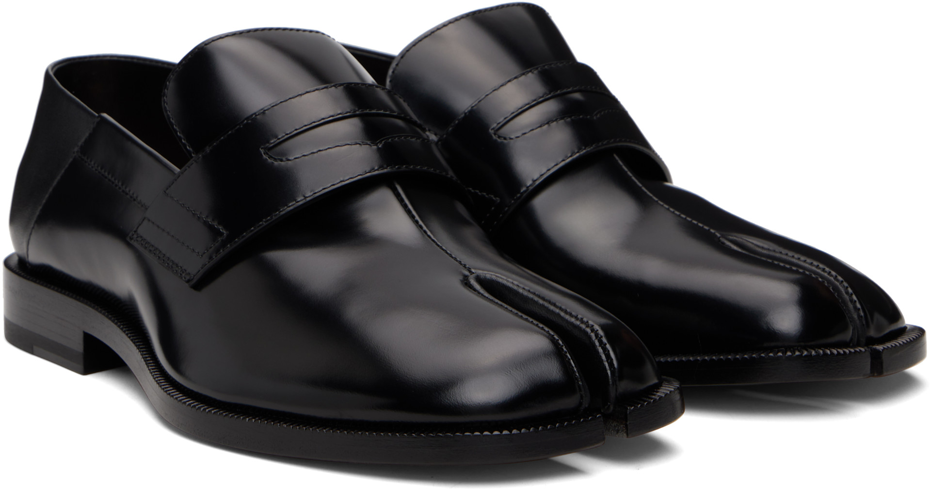 Maison Margiela: Black Tabi Babouche Loafers | SSENSE