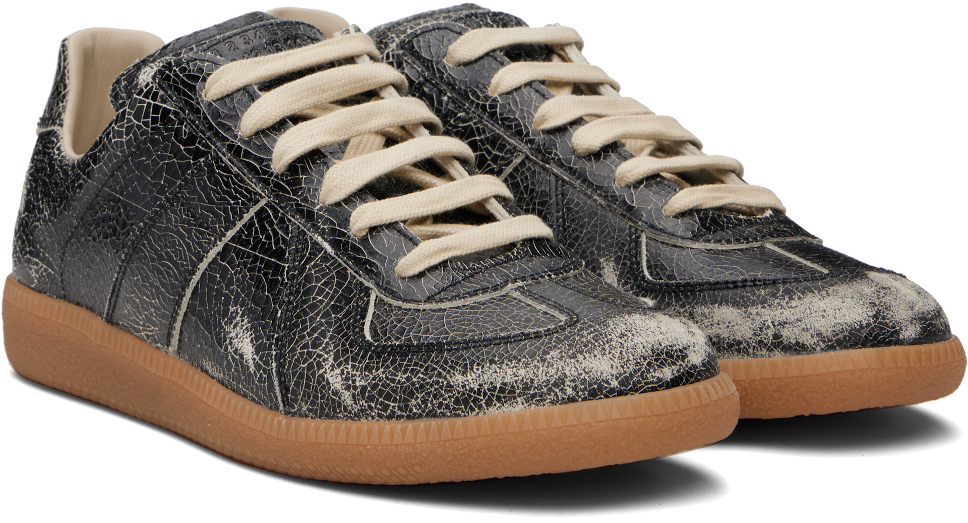 Maison Margiela: Black Replica Sneakers | SSENSE