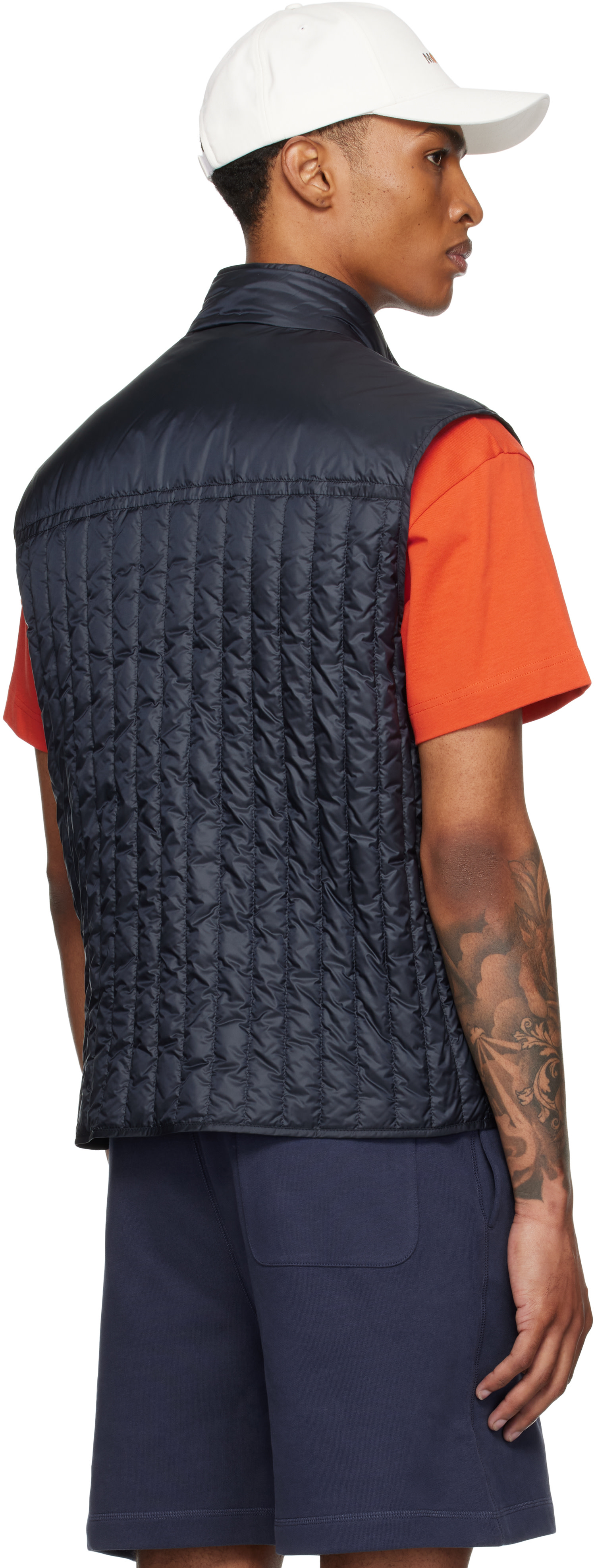 Moncler Genius: Moncler x Gilga Farm Navy Tangerine Down Vest | SSENSE