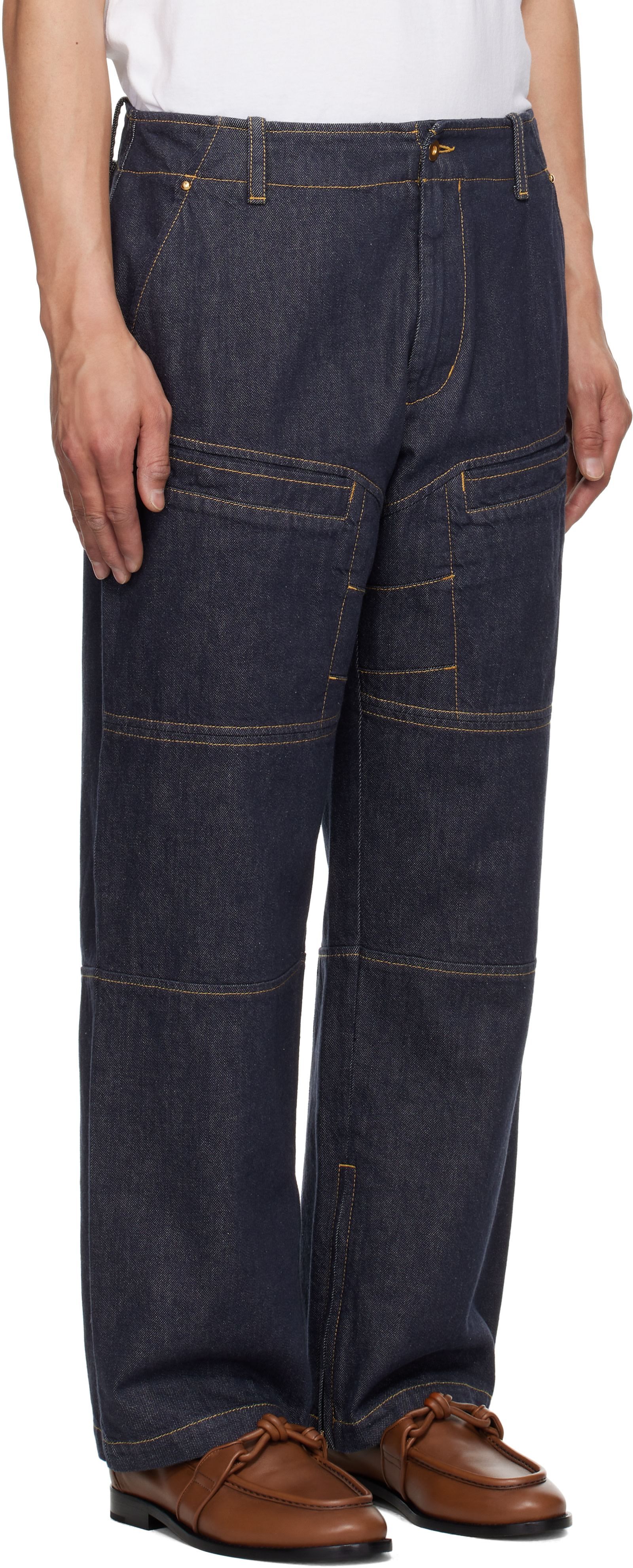 Moncler Genius: Mercedes-Benz by NIGO Blue Paneled Jeans | SSENSE