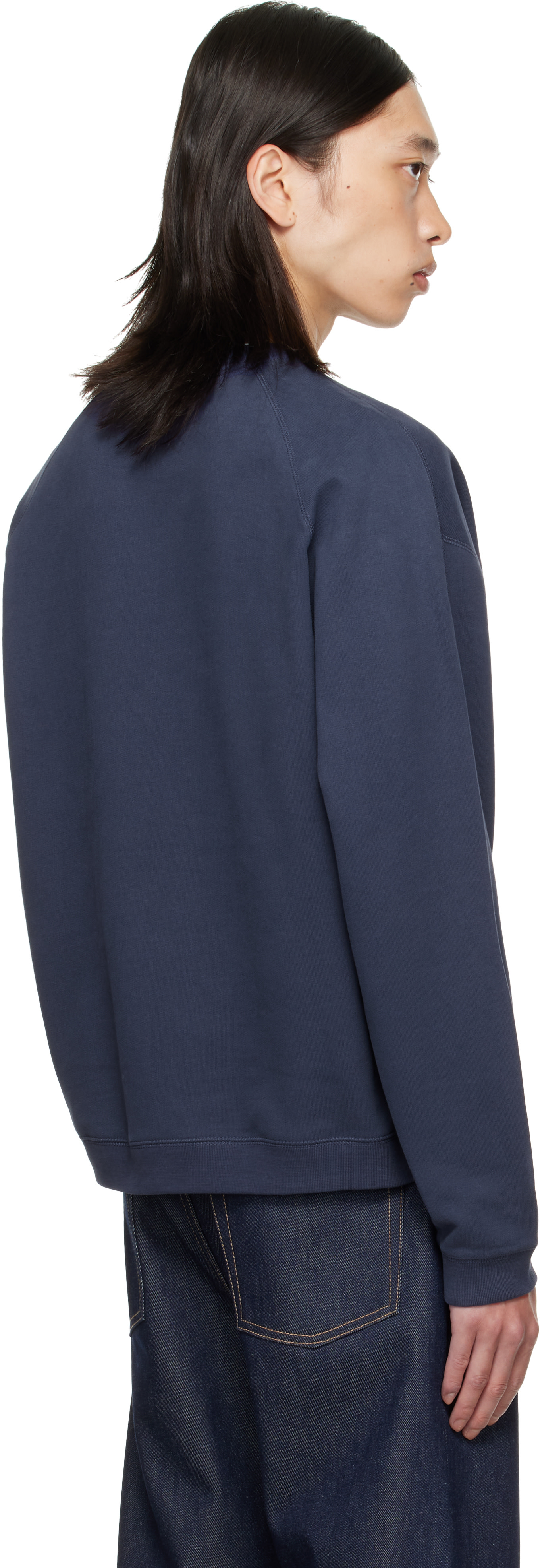 Moncler Genius: Moncler x Gilga Farm Navy Cotton Sweatshirt | SSENSE