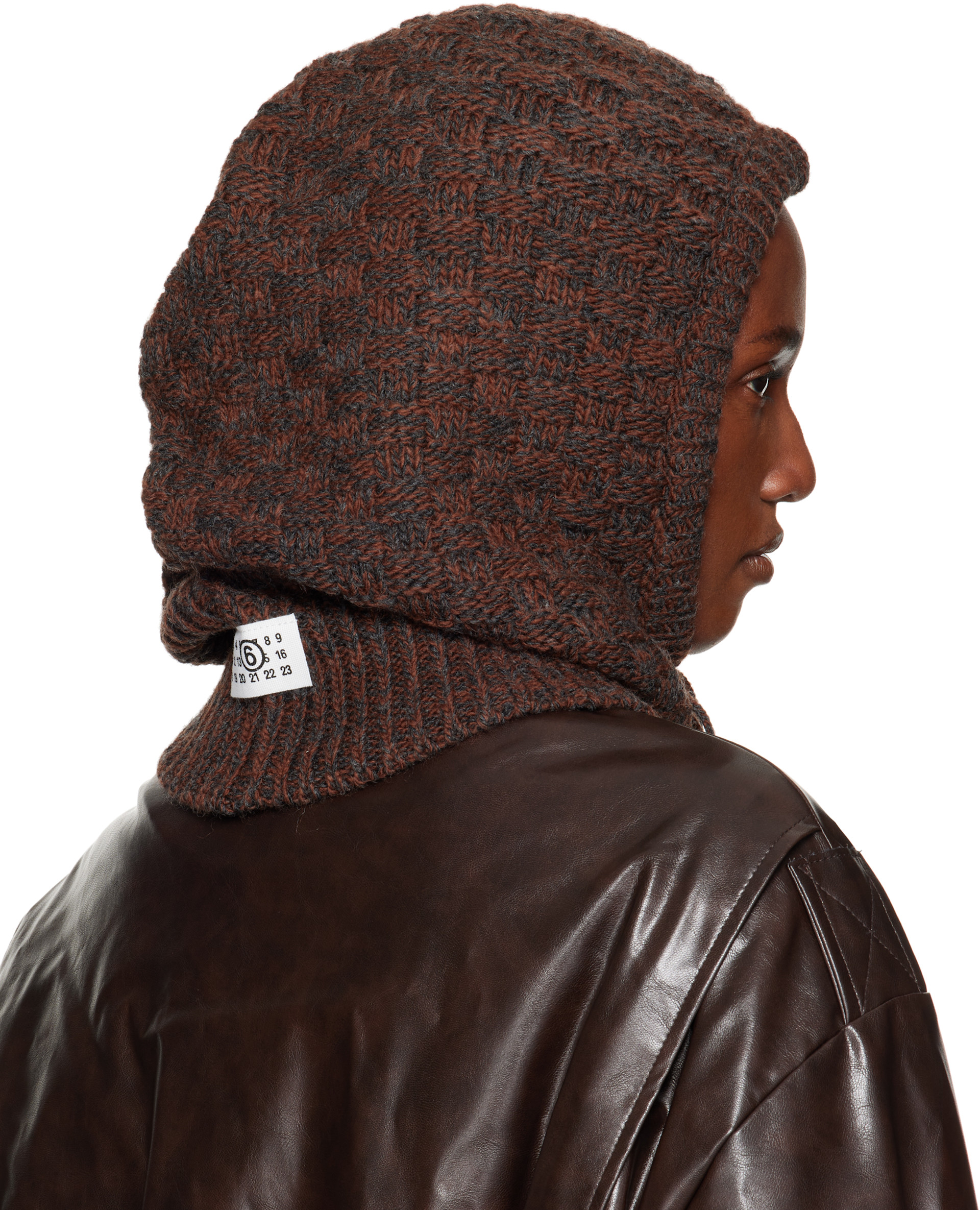 MM6 Maison Margiela: Brown Wool Blend Hood | SSENSE
