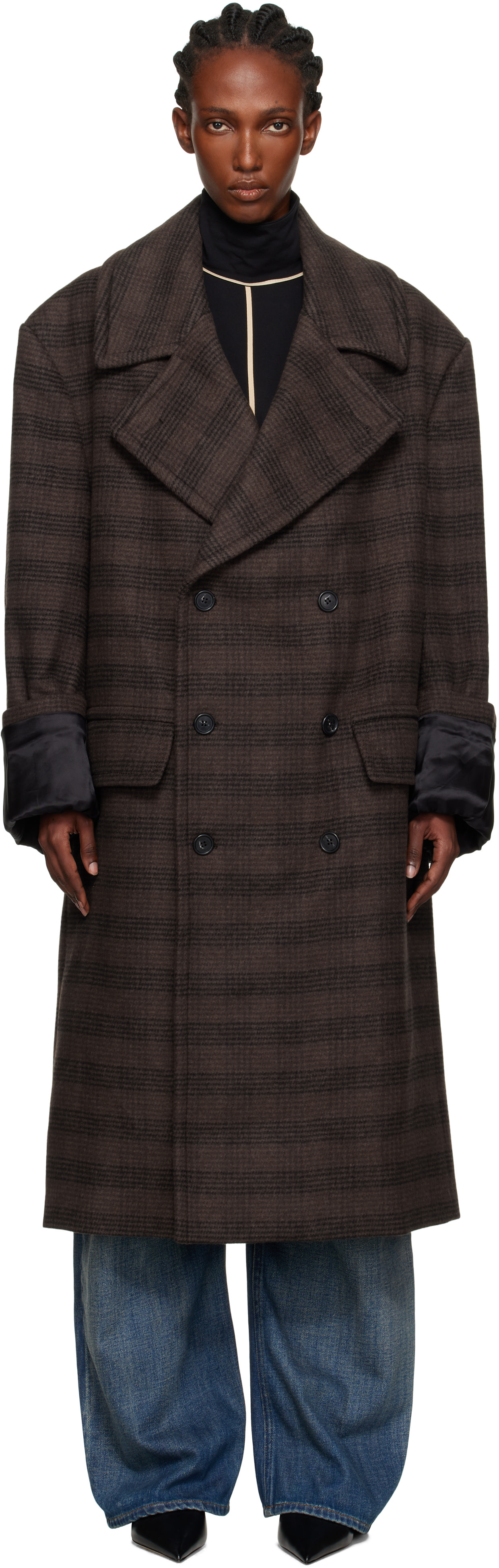 ジャケット・アウター MM6 Maison Margiela archive pea coat MM6 Maison Margiela: Brown & Black Checked Coat | SSENSE