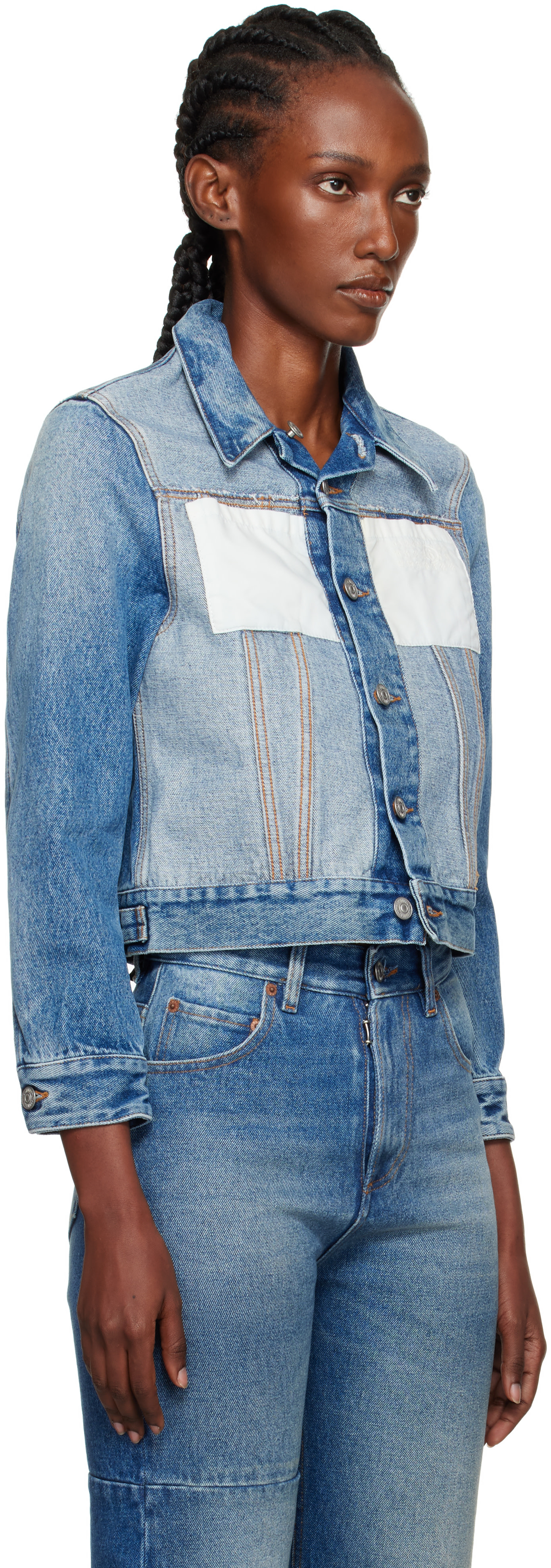MM6 Maison Margiela - Blouson bleu en denim à coutres visibles