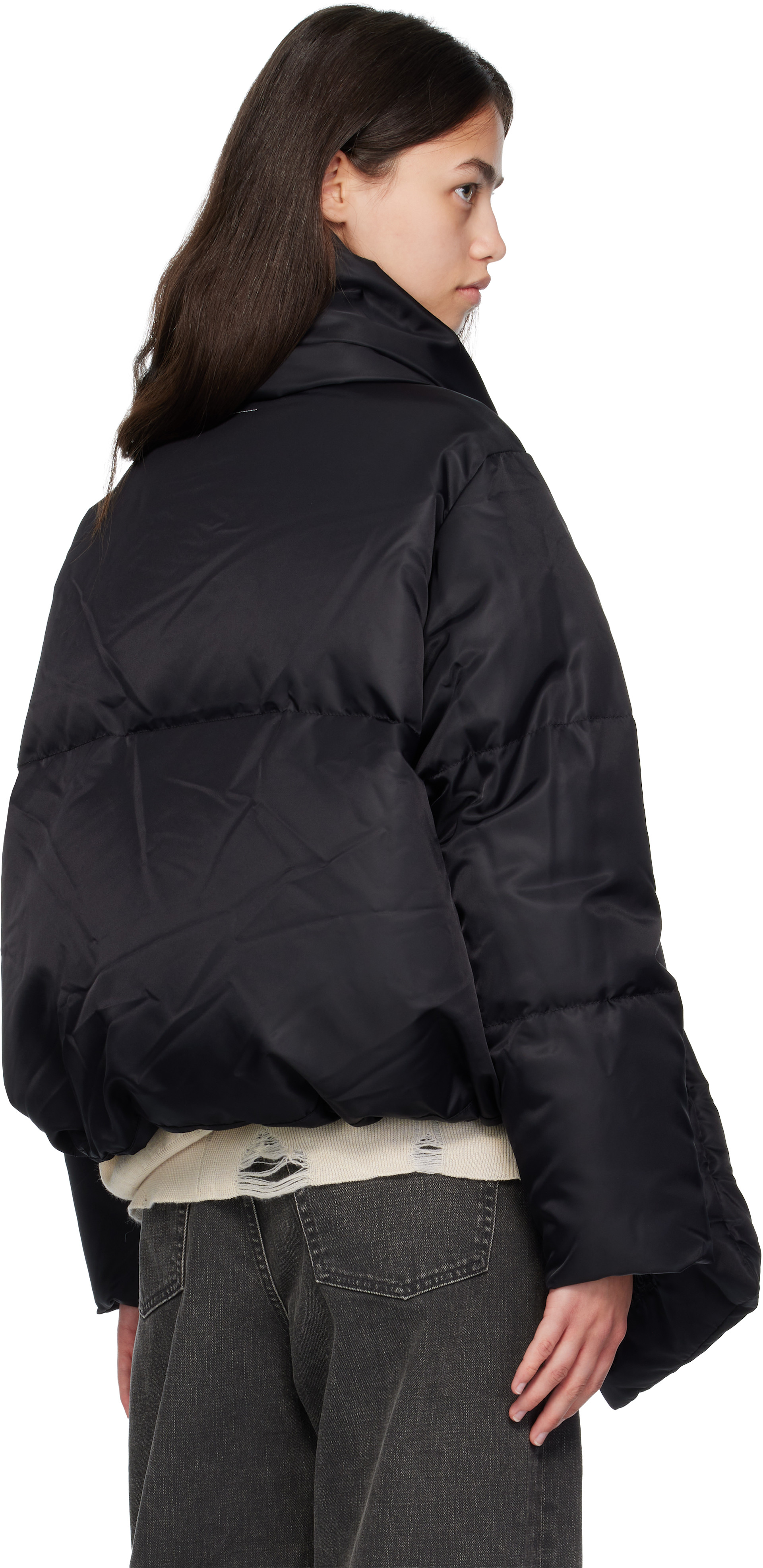 MM6 Maison Margiela: Black Scarf Down Jacket | SSENSE