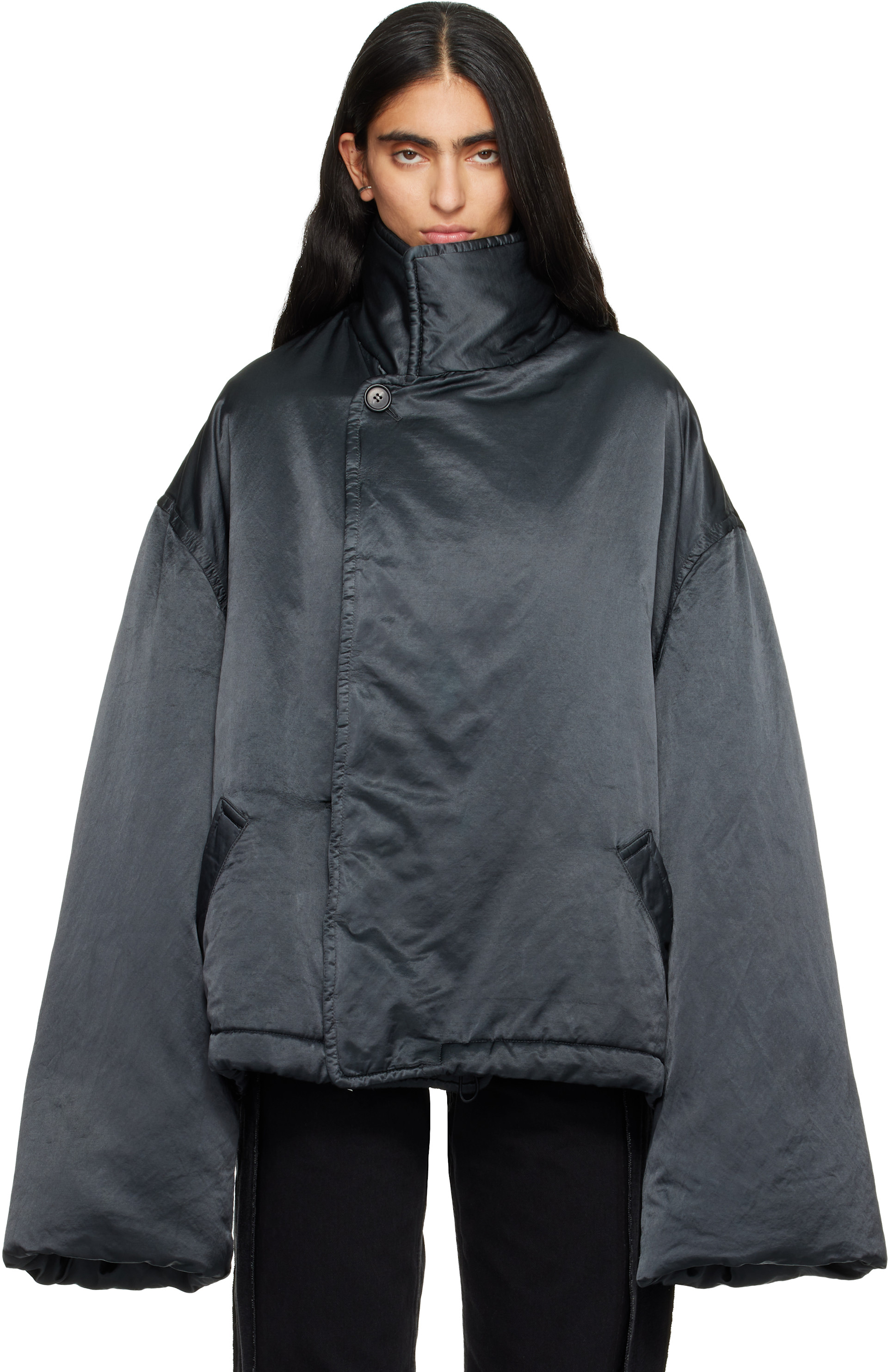 MM6 Maison Margiela: Black Oversized Padded Jacket | SSENSE