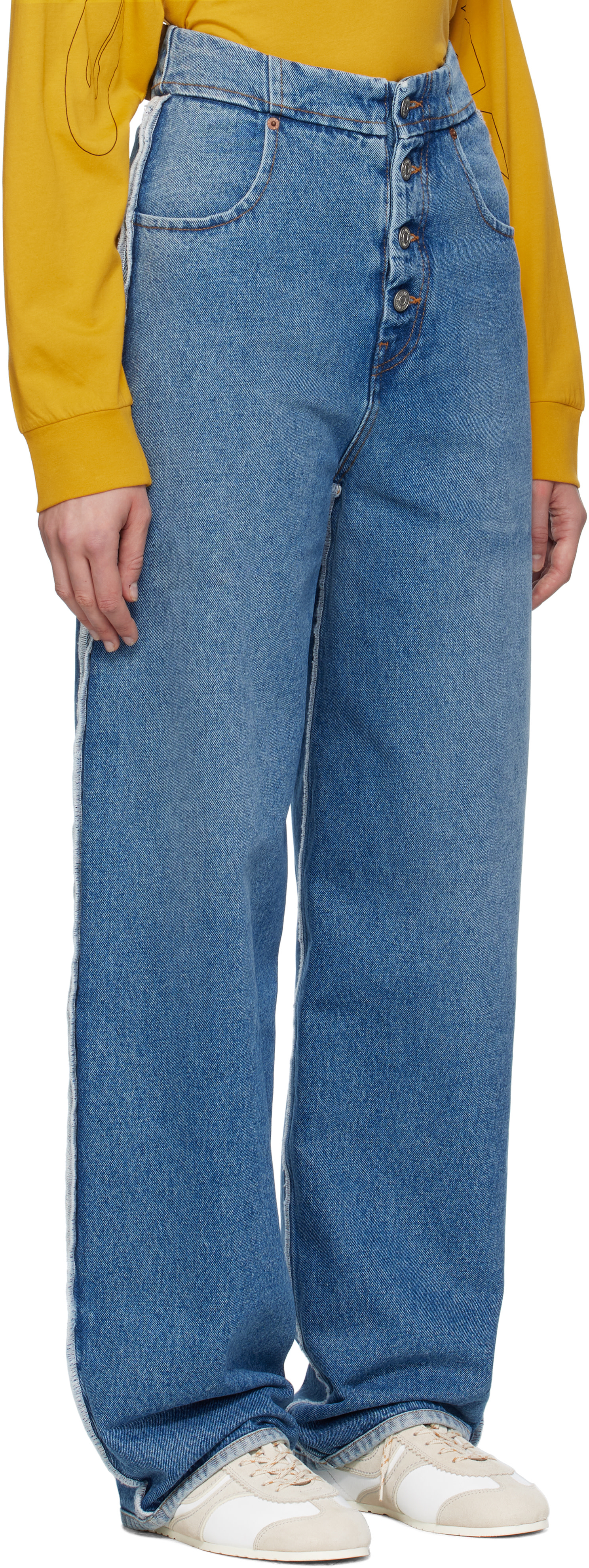 MM6 Maison Margiela - Jean bleu à bords bruts