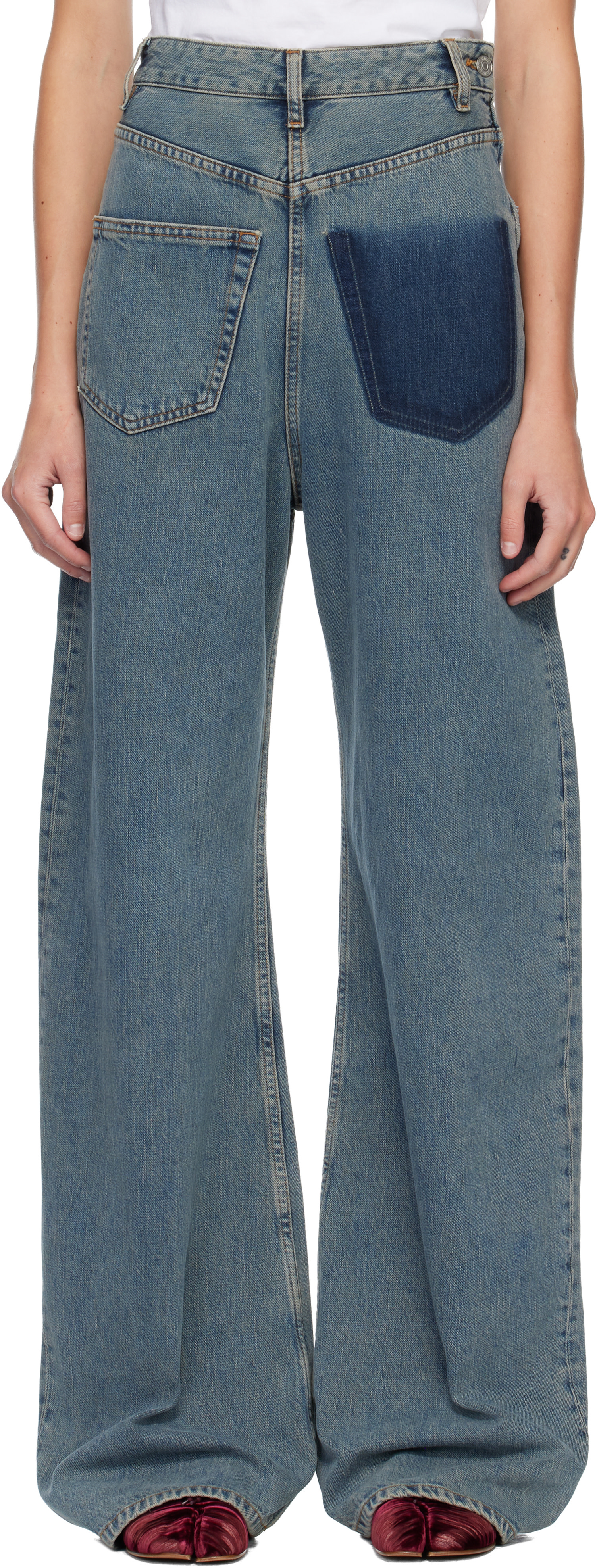 MM6 Maison Margiela: Blue Mid-Weight 5 Pockets Jeans | SSENSE
