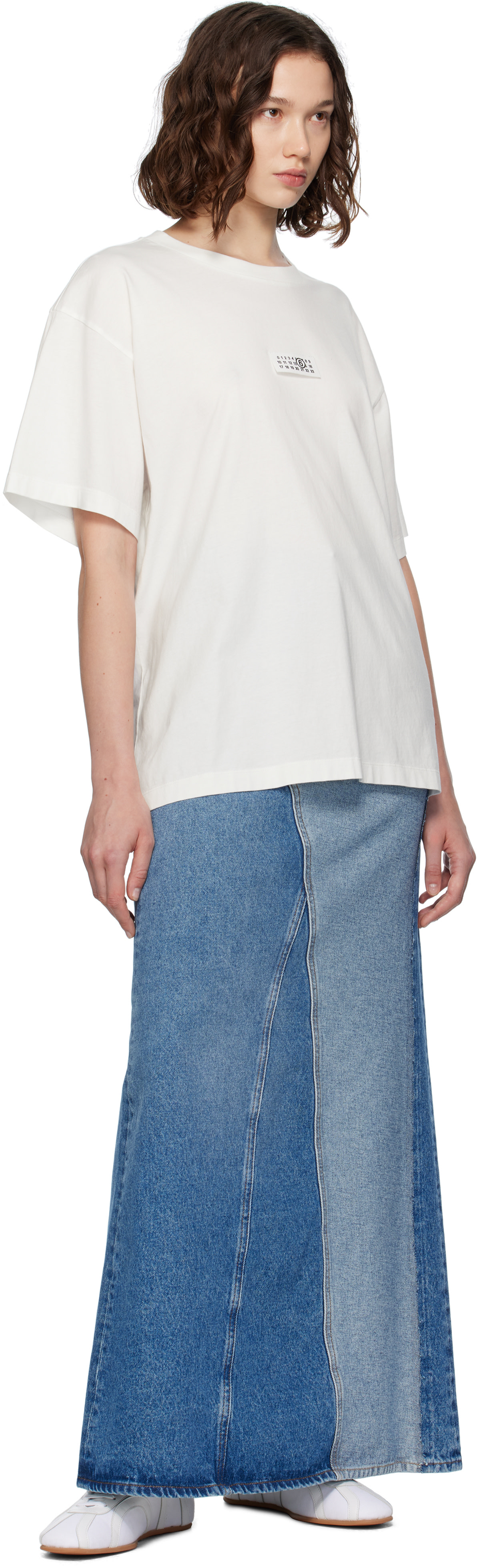 MM6 Maison Margiela: ブルー フェードデニム マキシスカート | SSENSE
