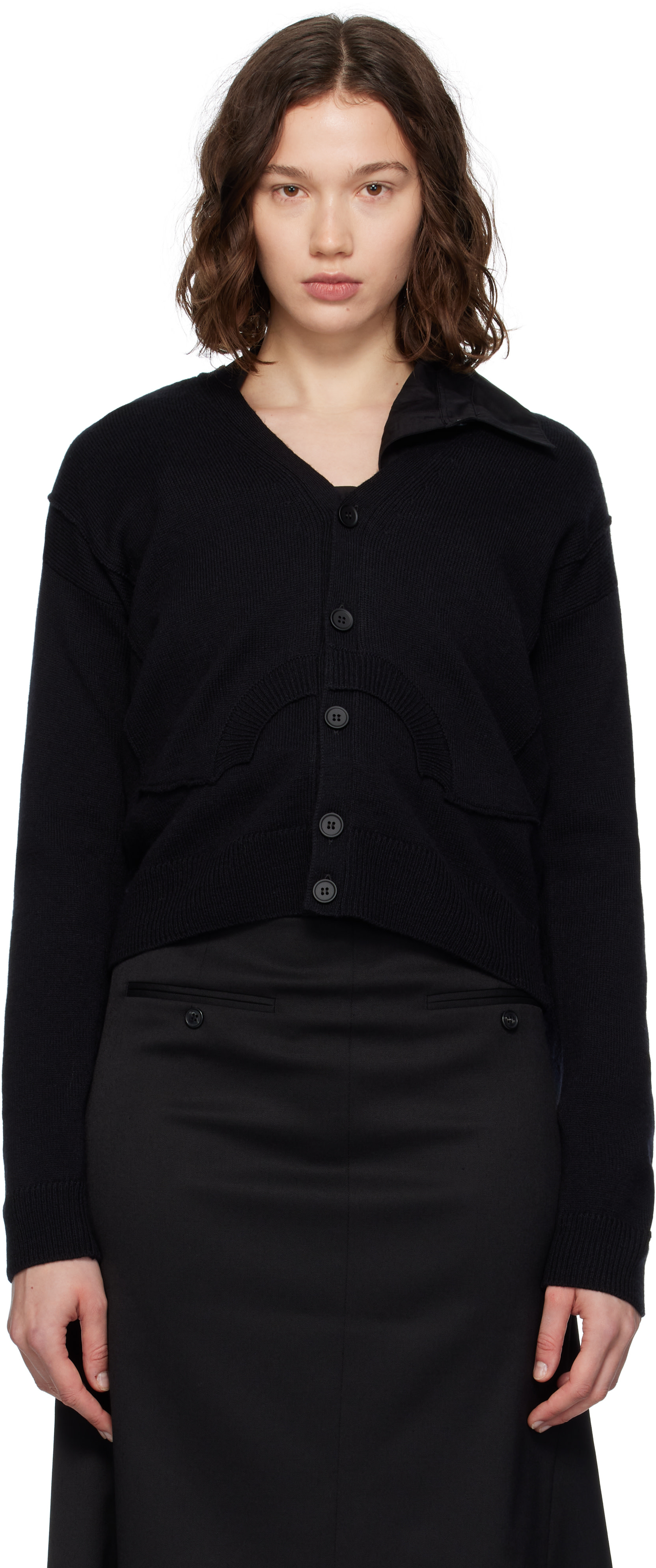 ゆりちゃんmaison margiela classic cardigan MM6 Maison Margiela: Black Wool Cardigan | SSENSE