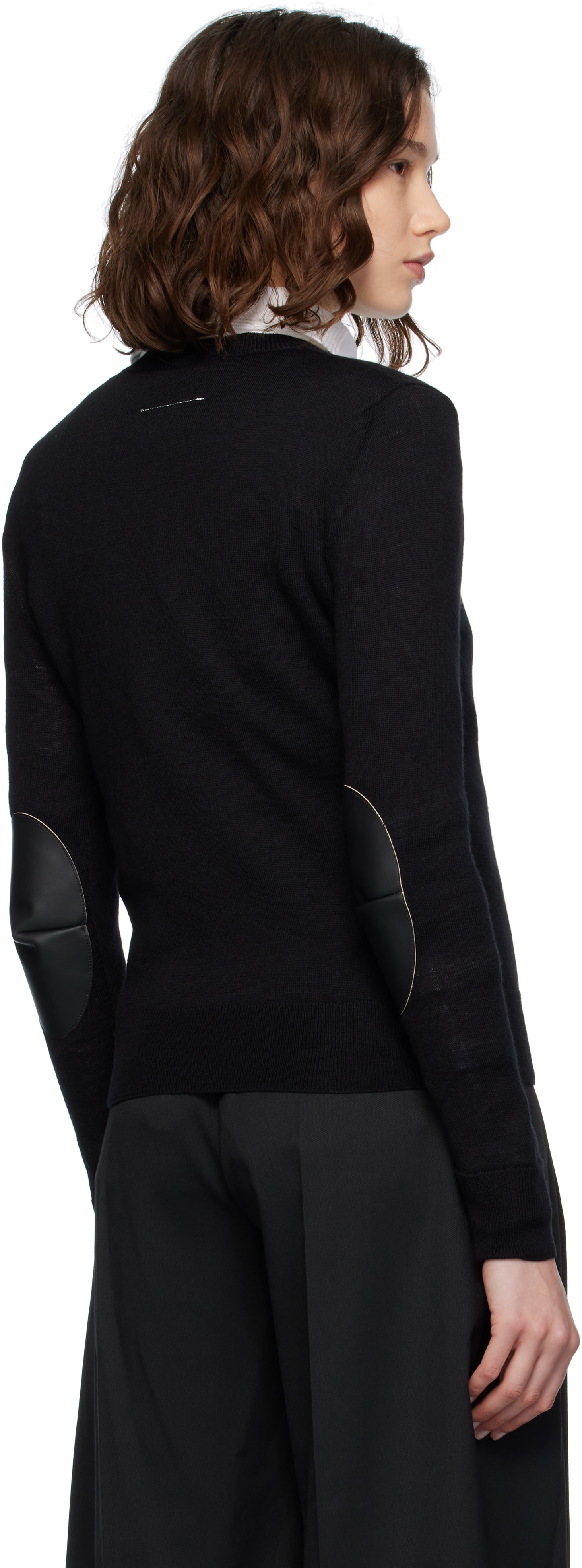 MM6 Maison Margiela - Pull noir à empiècement aux coudes