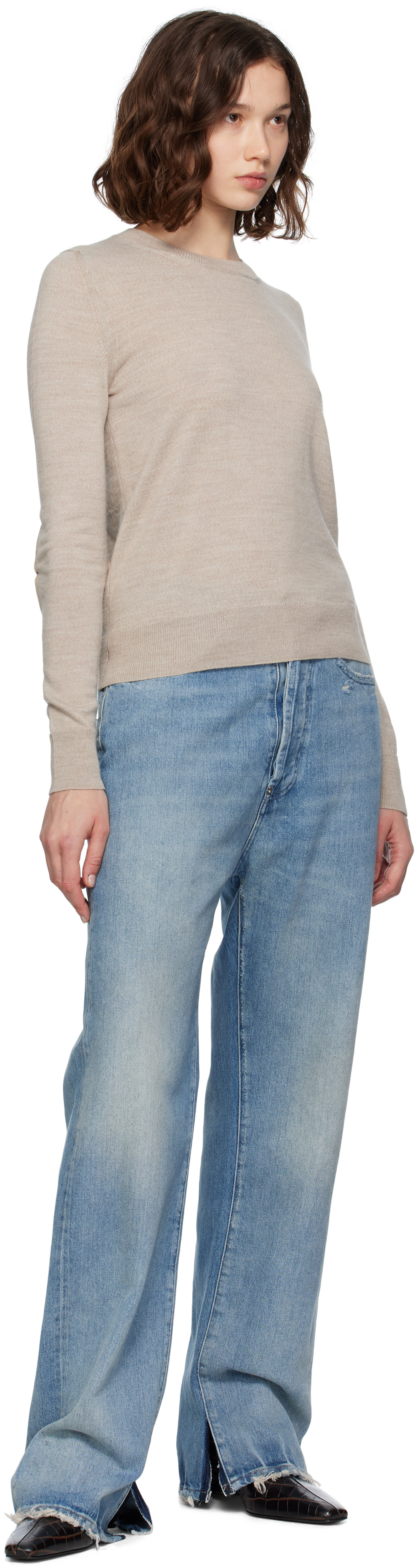 MM6 Maison Margiela - ベージュ エルボーパッチ セーター