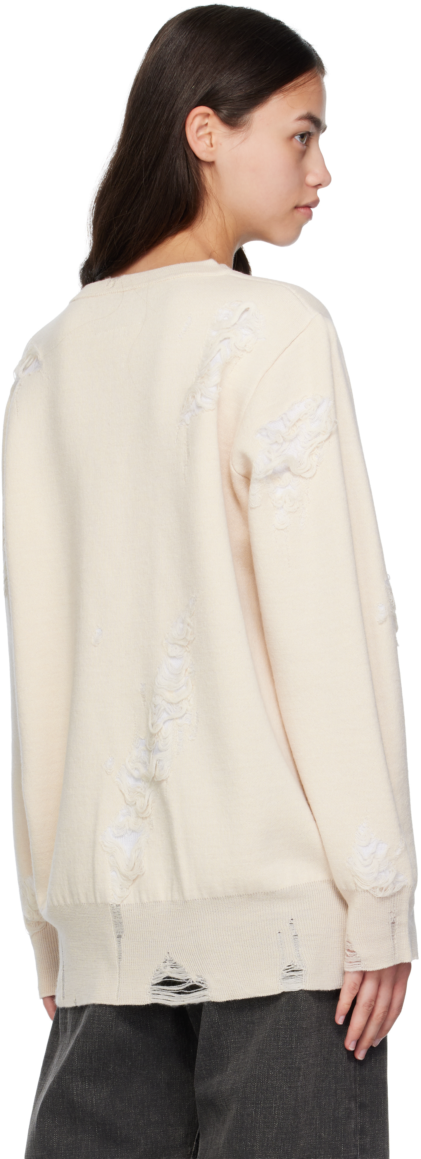 MM6 Maison Margiela - Pull double face blanc cassé