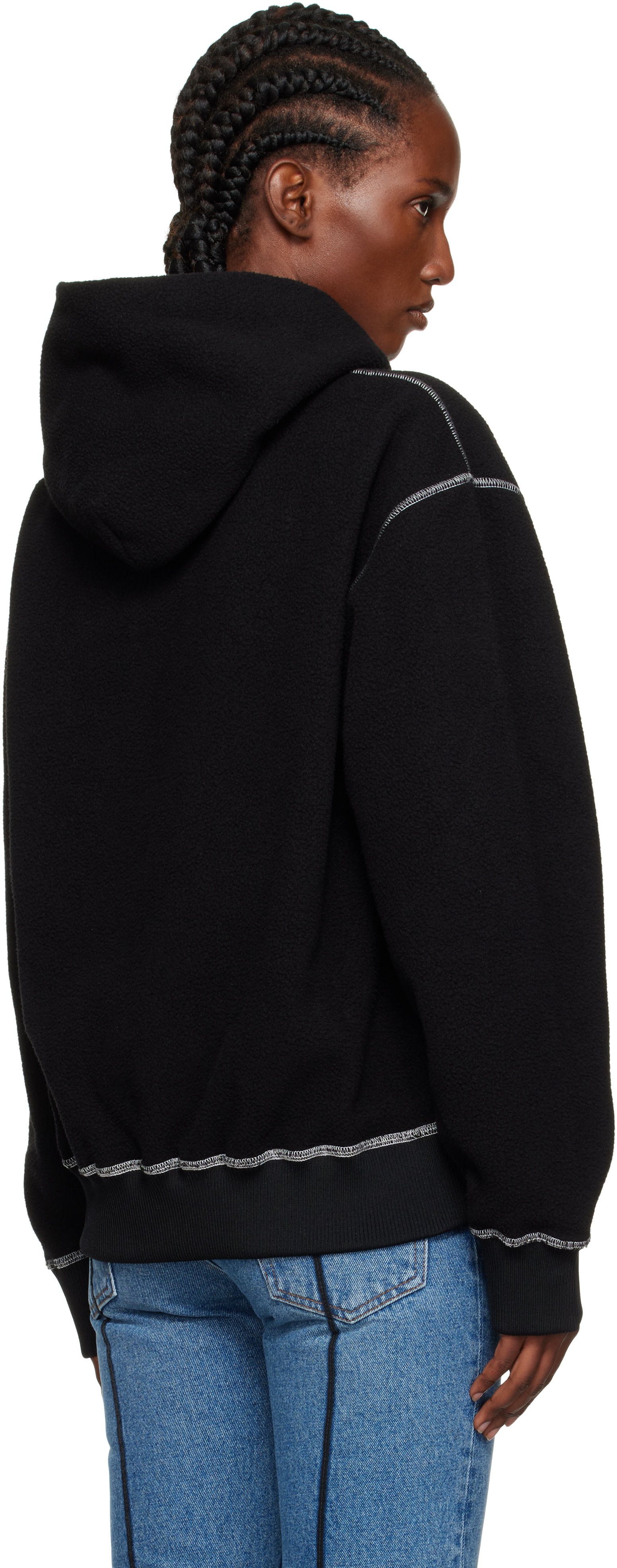MM6 Maison Margiela: Black 'Welcome' Hoodie | SSENSE