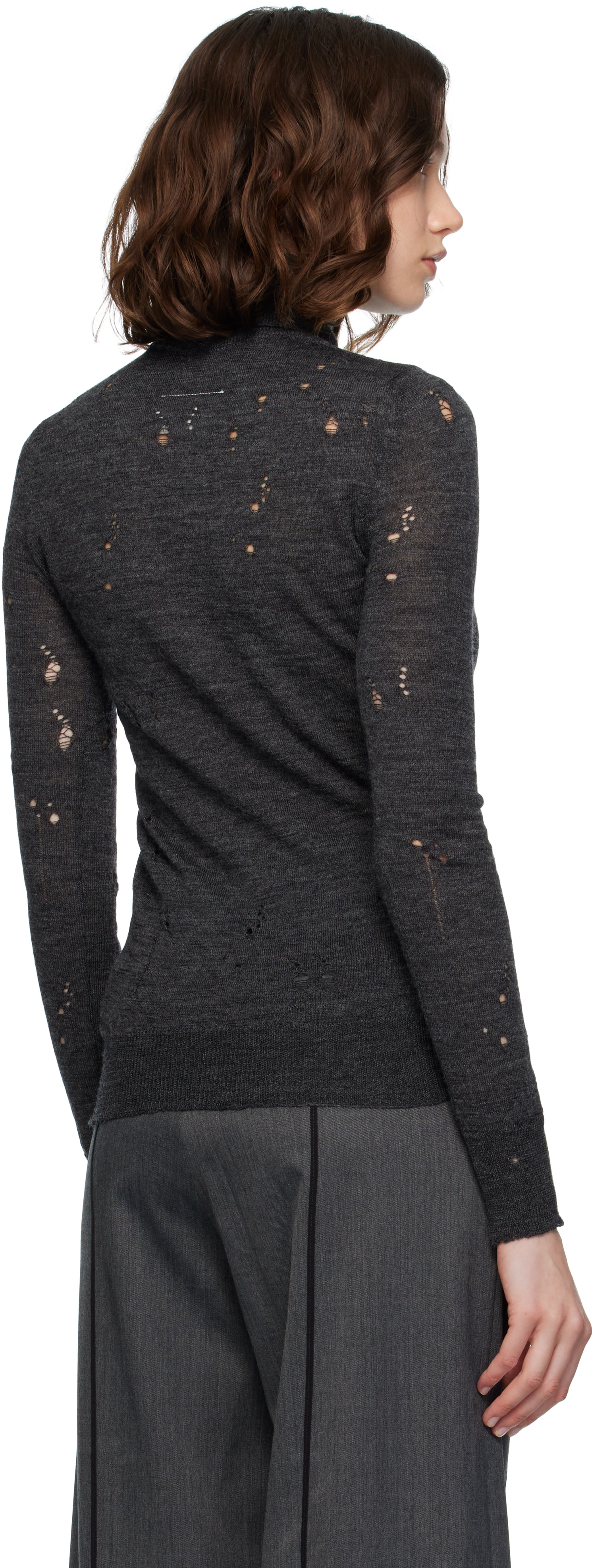 MM6 Maison Margiela: Gray Wool Turtleneck | SSENSE