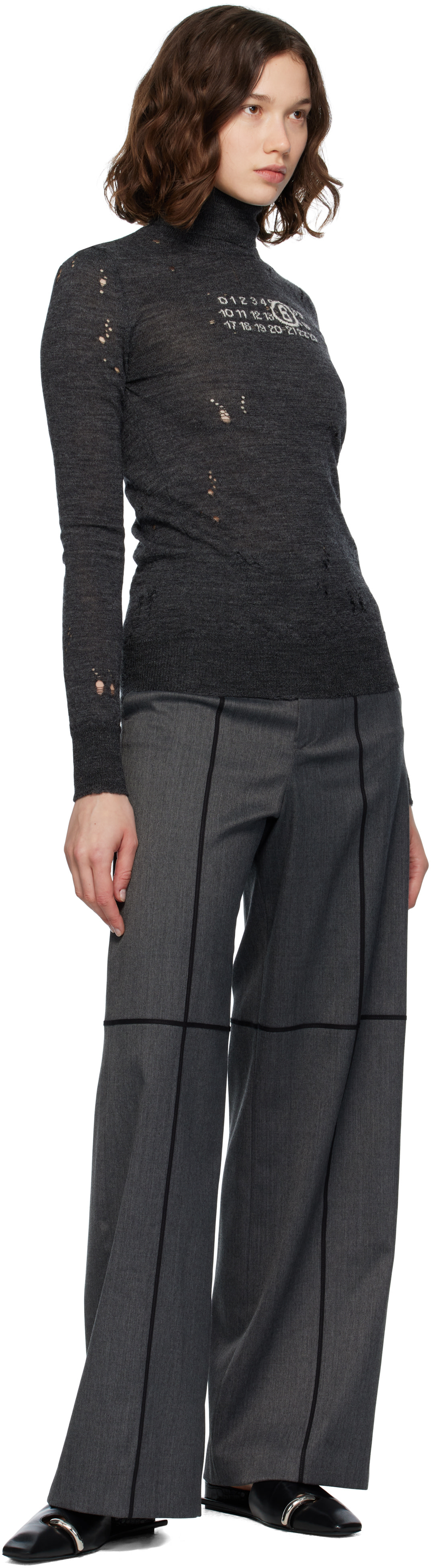 MM6 Maison Margiela: Gray Wool Turtleneck | SSENSE