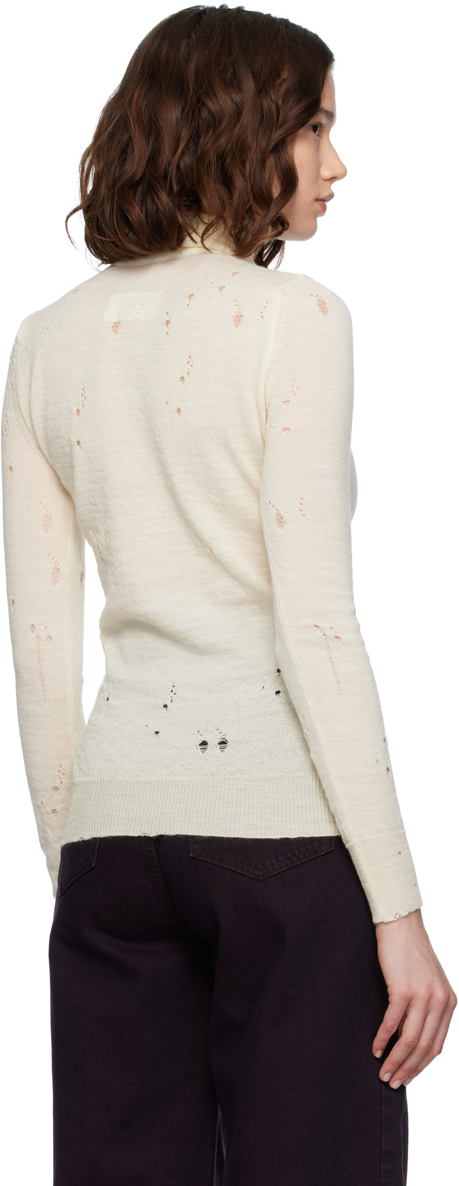 MM6 Maison Margiela: Off-White Wool Turtleneck | SSENSE