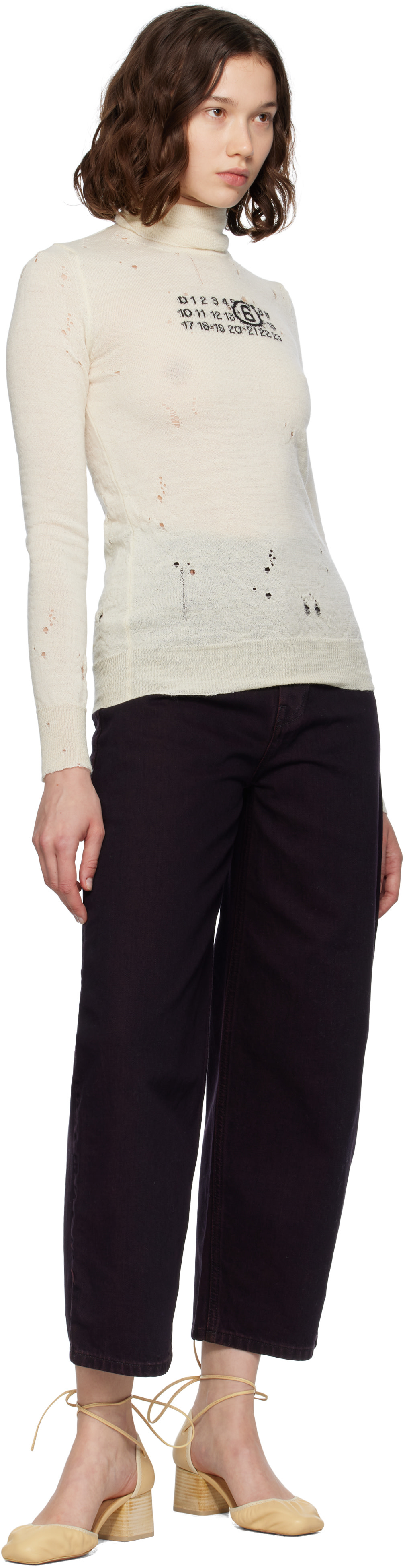 MM6 Maison Margiela: Off-White Wool Turtleneck | SSENSE
