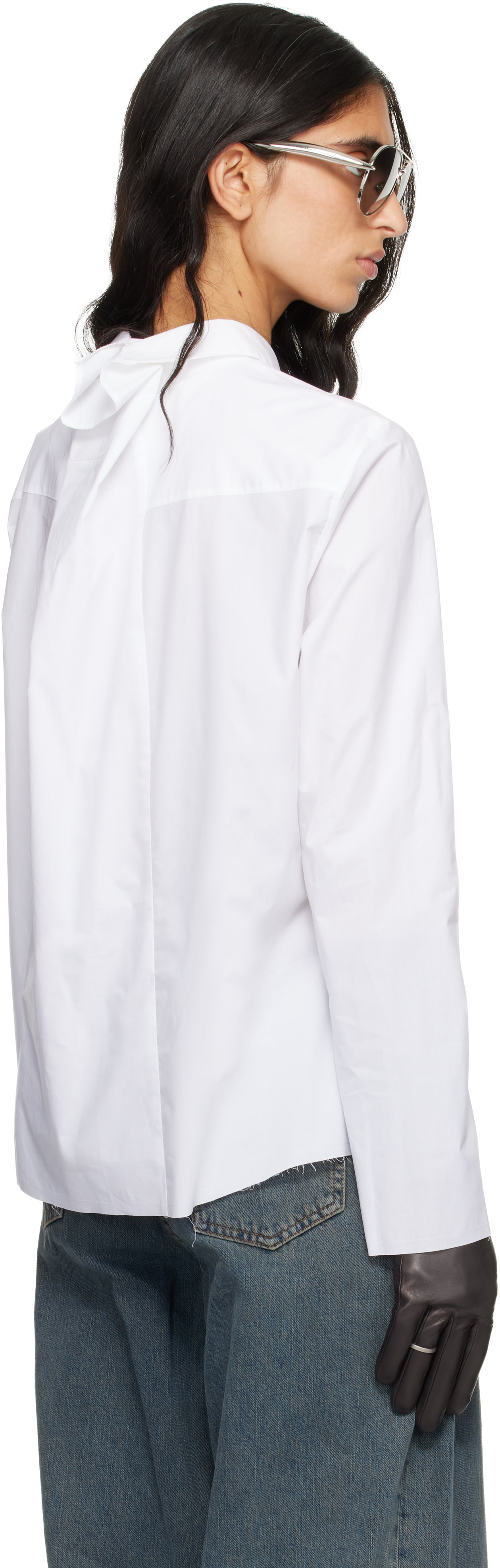 MM6 Maison Margiela: White Cotton Poplin Shirt | SSENSE