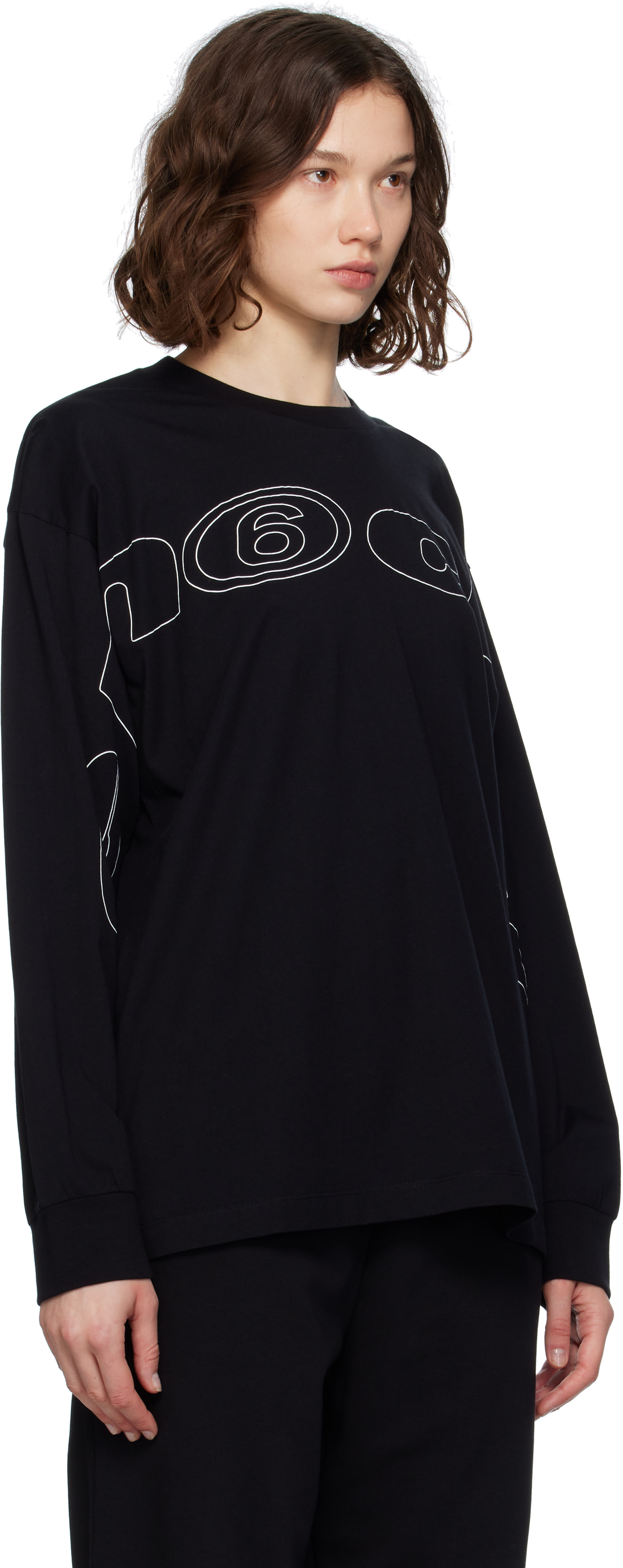 MM6 Maison Margiela Bras and tops 長袖 MM6 Maison Margiela: ブラック 長袖Tシャツ | SSENSE 日本