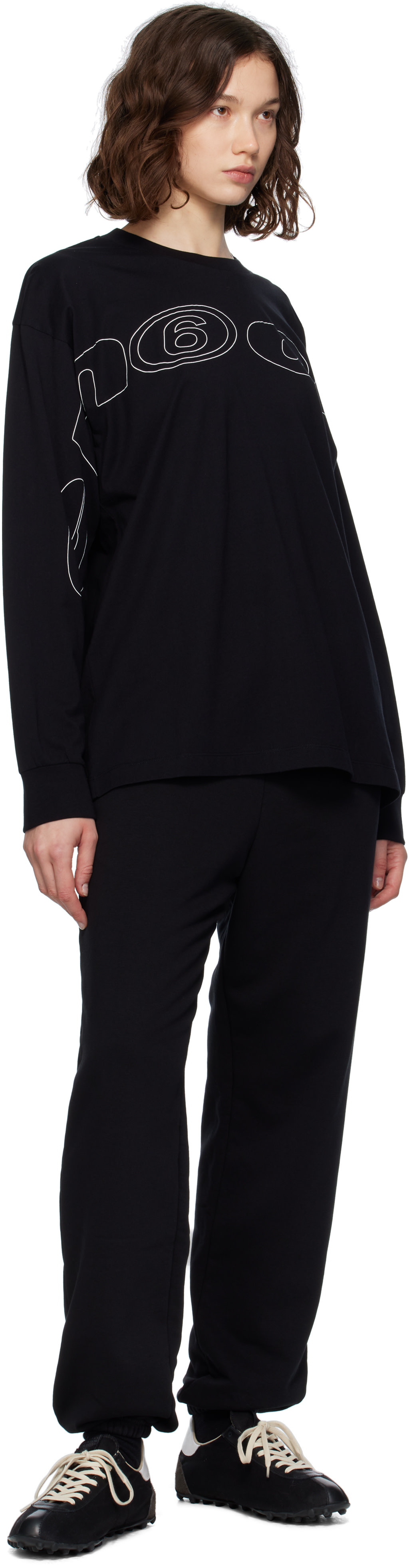 MM6 Maison Margiela: Black Long Sleeve T-shirt | SSENSE
