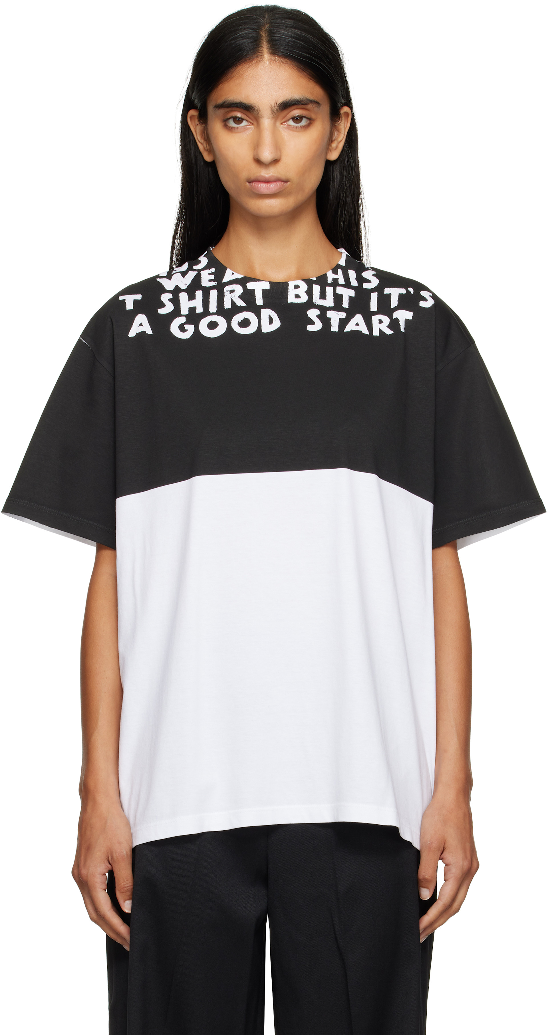 MM6 Maison Margiela: White & Black SIDA T-shirt | SSENSE